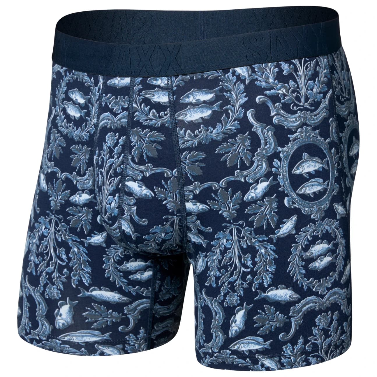 Мъжко синтетично термобельо Saxx Droptemp Cooling Cotton Boxer Brief Fly Everyday base layer - Backsplash / Dark Ink