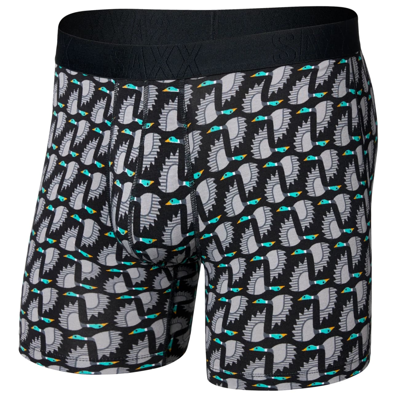 Мъжко синтетично термобельо Saxx Droptemp Cooling Cotton Boxer Brief Fly Everyday base layer - Flight Pattern / Black