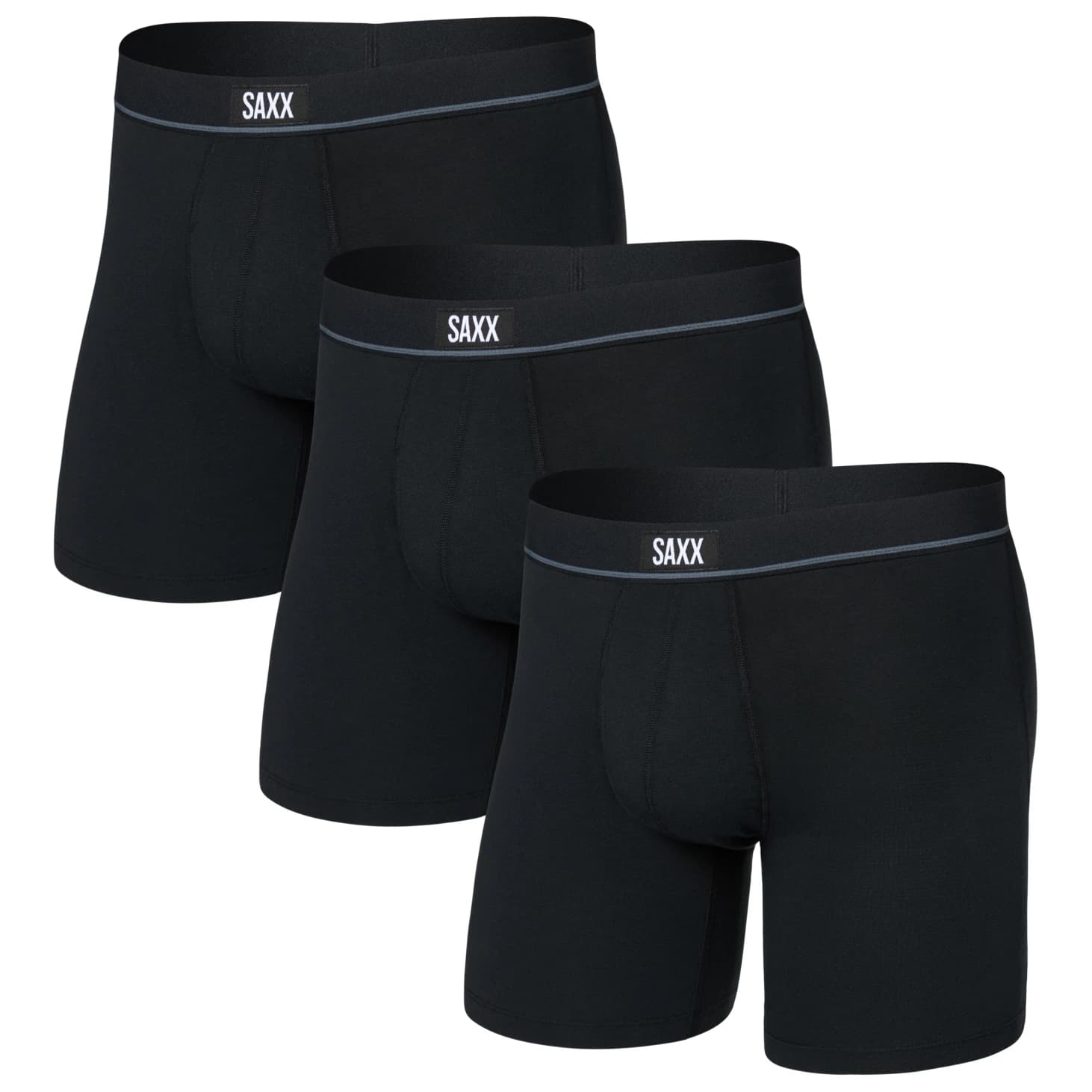 Мъжко синтетично термобельо Saxx Essential Cotton Boxer Brief Fly 3-Pack Everyday base layer - Black