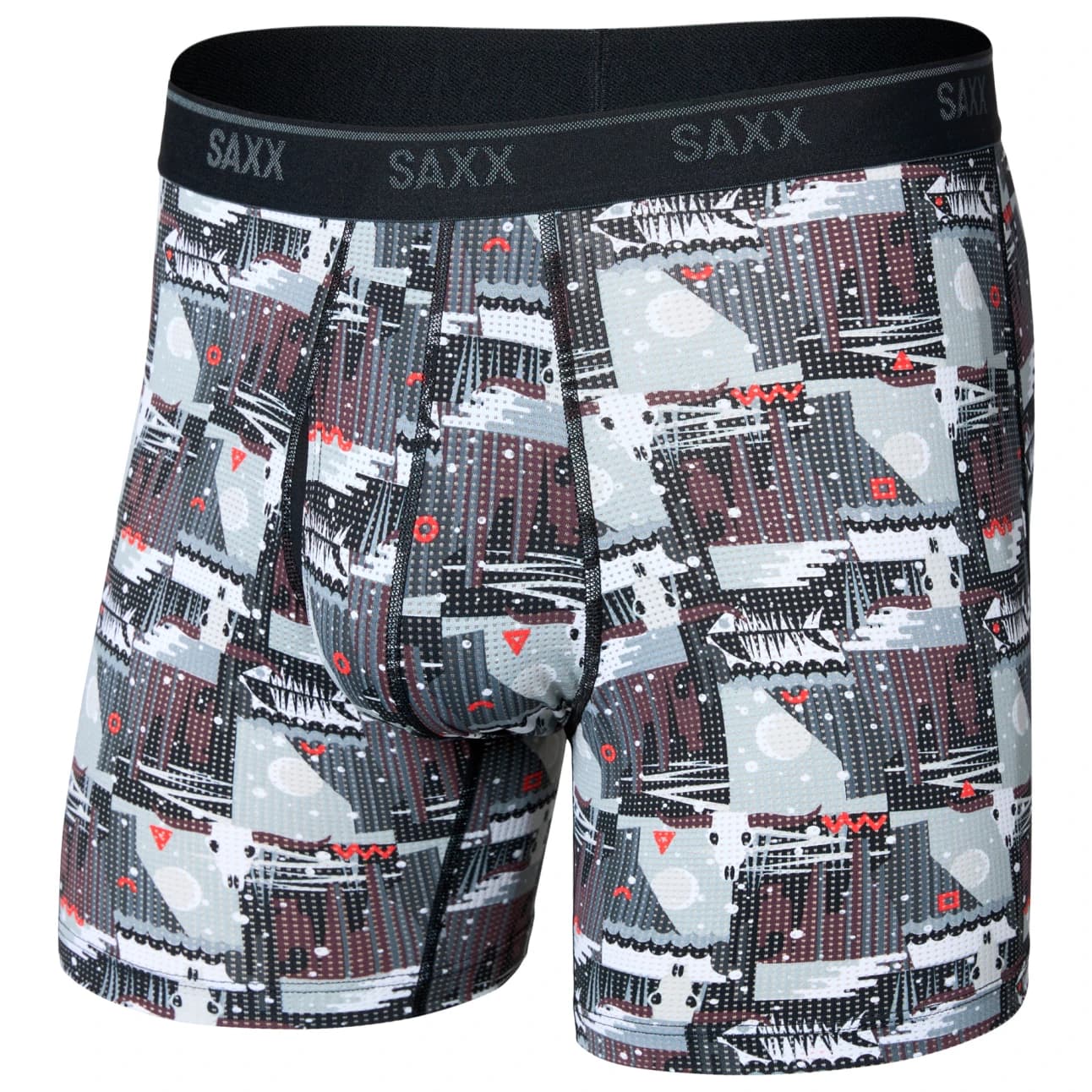 Мъжко синтетично термобельо Saxx Quest Quick-Dry Mesh Boxer Brief Fly 6'' Synthetic base layer - Winter Trek / Black