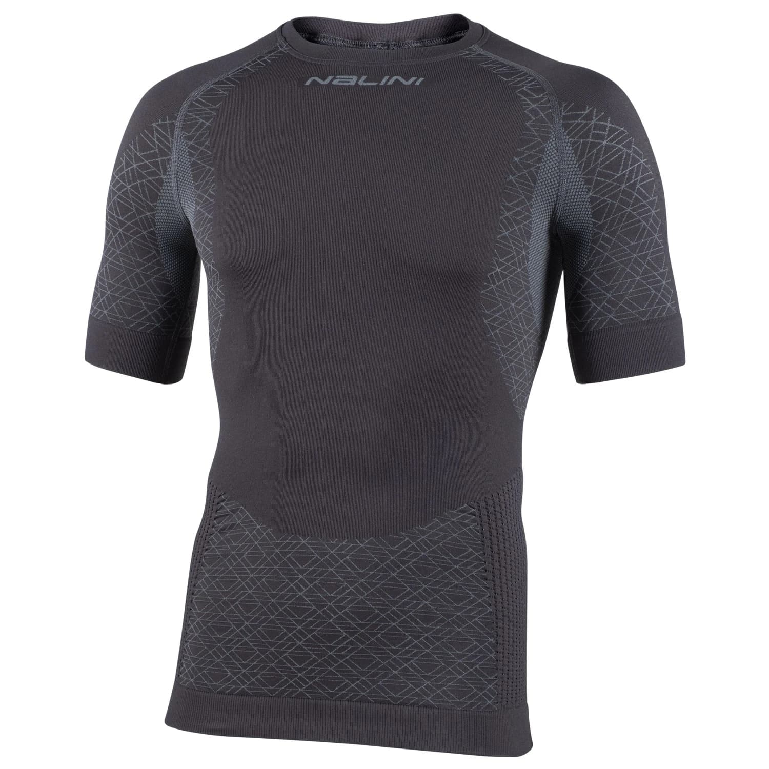 Мъжко синтетично термобельо Nalini Seamless Tech S/S Synthetic base layer - Dark / Grey