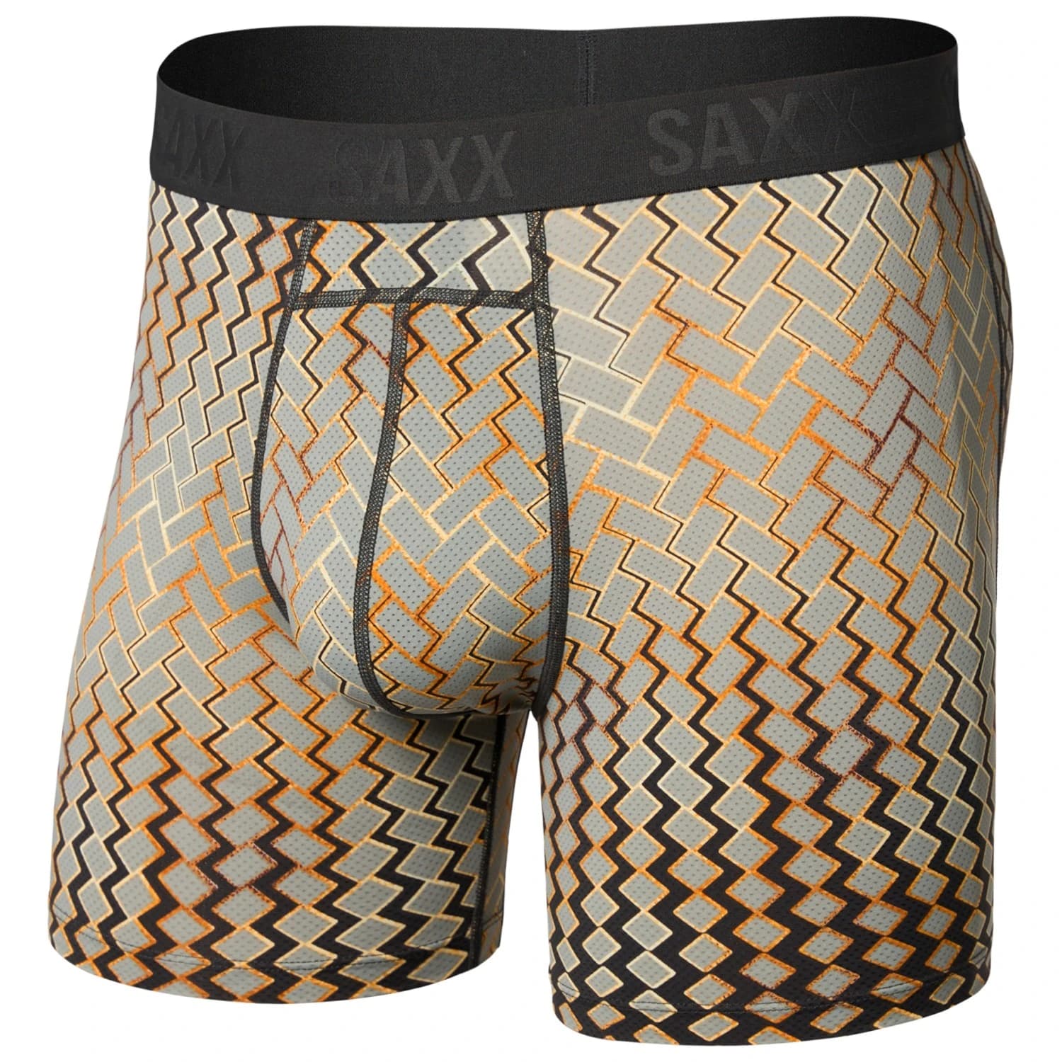 Мъжко синтетично термобельо Saxx Smooth Flex Light Compression Boxer Brief Synthetic base layer - Lustre Weave / FD Black