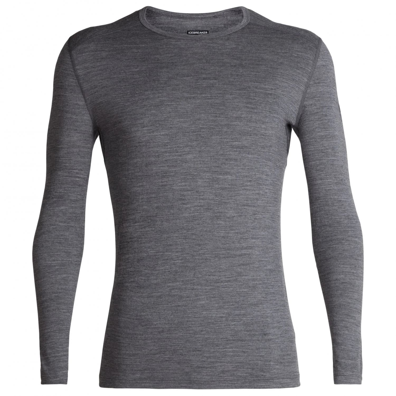 Мъжко мериносово термобельо Icebreaker 200 Oasis L/S Crewe Merino base layer - Gritstone Heather / Black