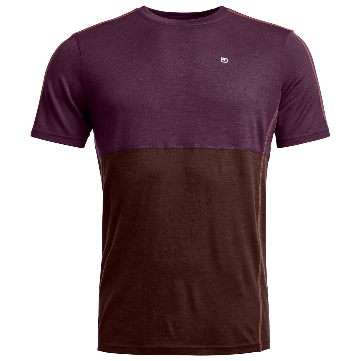 Мъжко мериносово термобельо Ortovox 185 Rock'N'Wool Short Sleeve Merino base layer - Dark Wild Berry