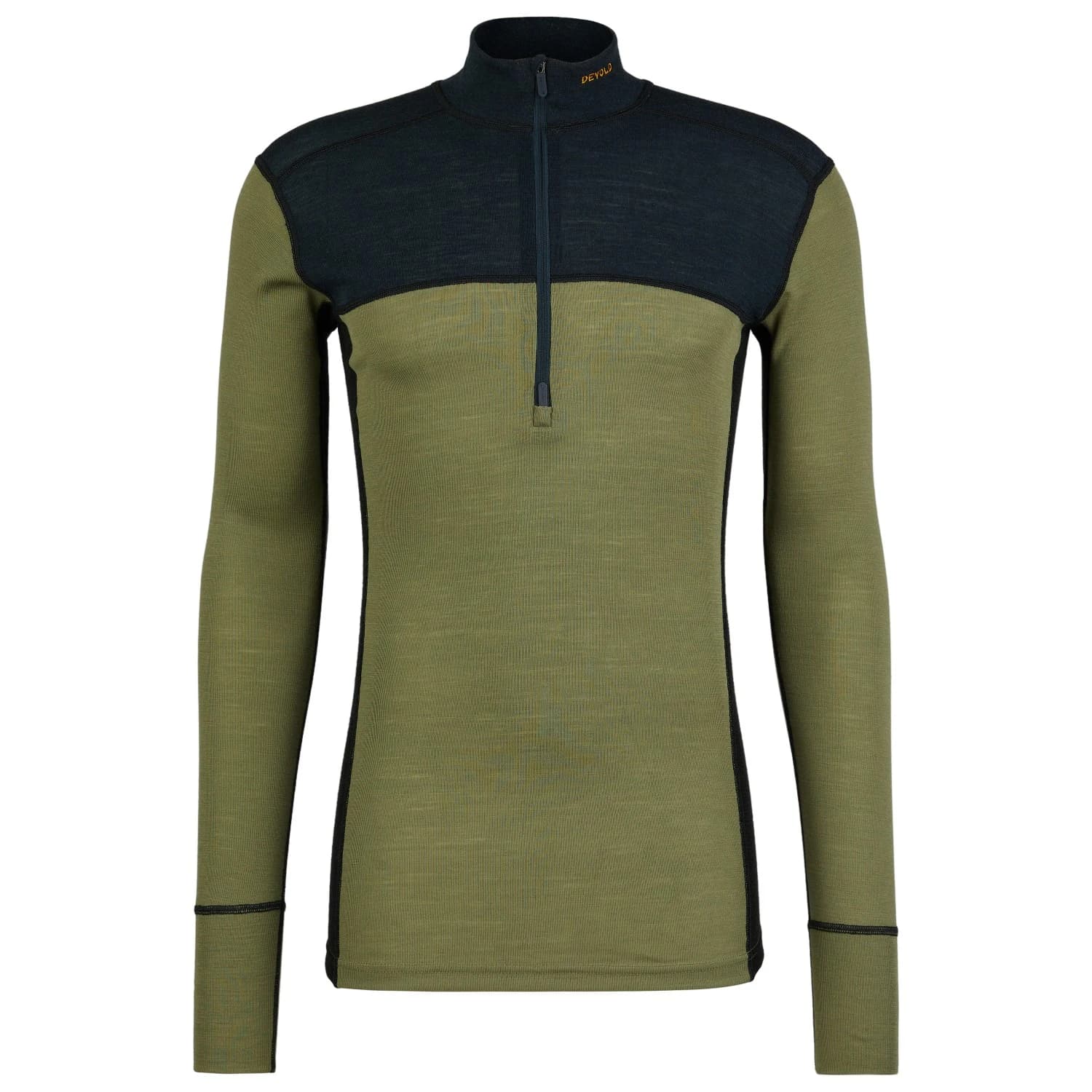 Мъжко мериносово термобельо Devold Lauparen Merino 190 Zip Neck Merino base layer - Ink / Lichen / Black