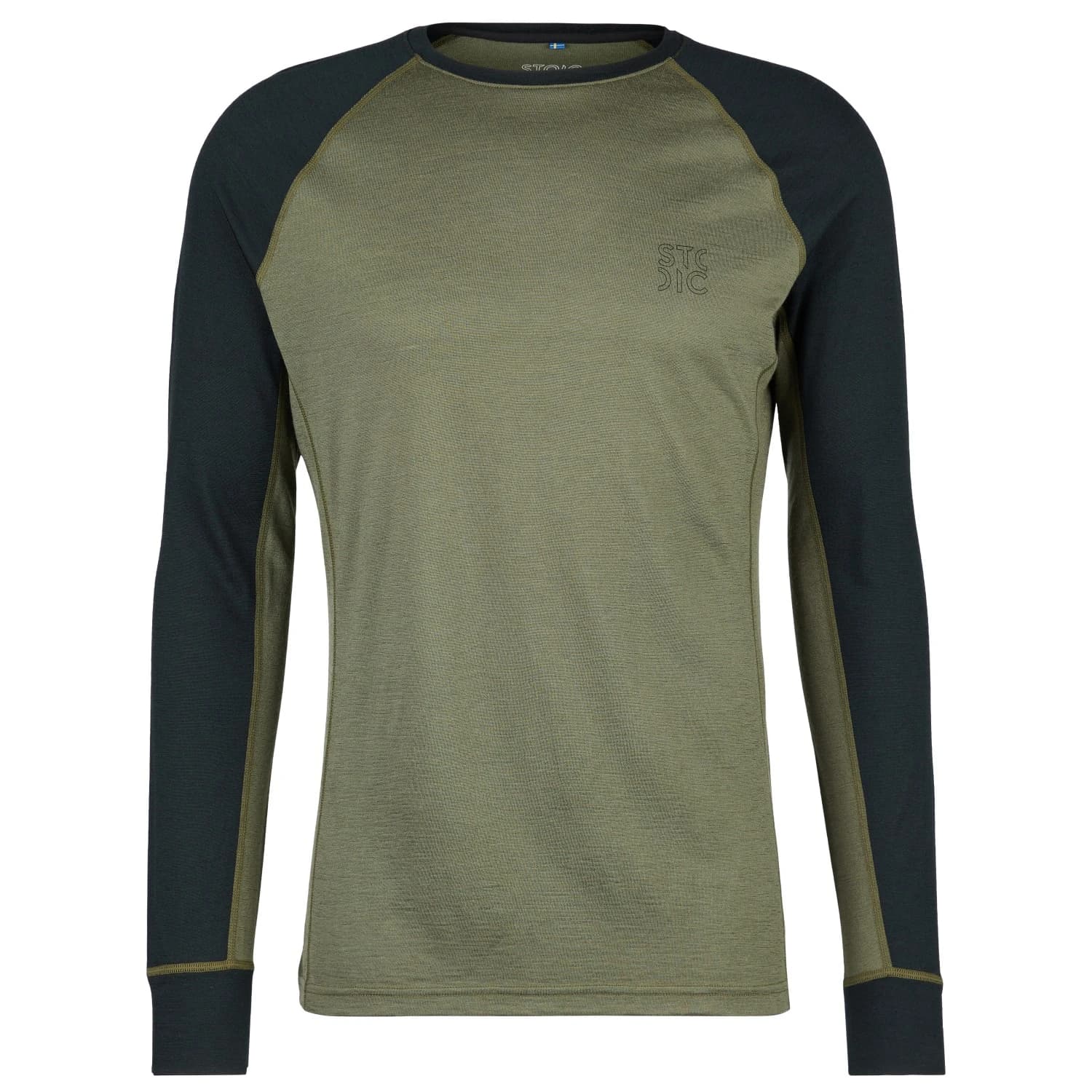 Мъжко мериносово термобельо Stoic Merino180 BengtSt. L/S Merino base layer - Black / Olive Green