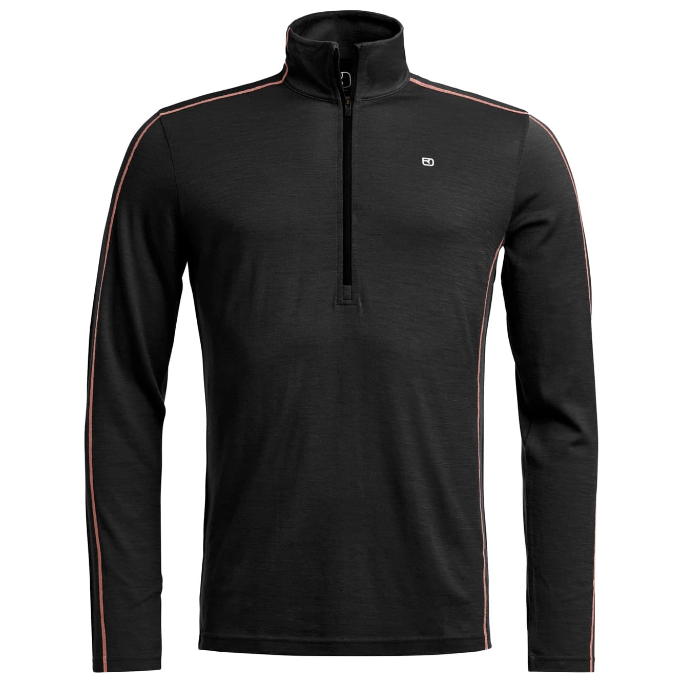 Мъжко мериносово термобельо Ortovox 185 Rock'N'Wool Zip Neck Merino base layer - Black Raven