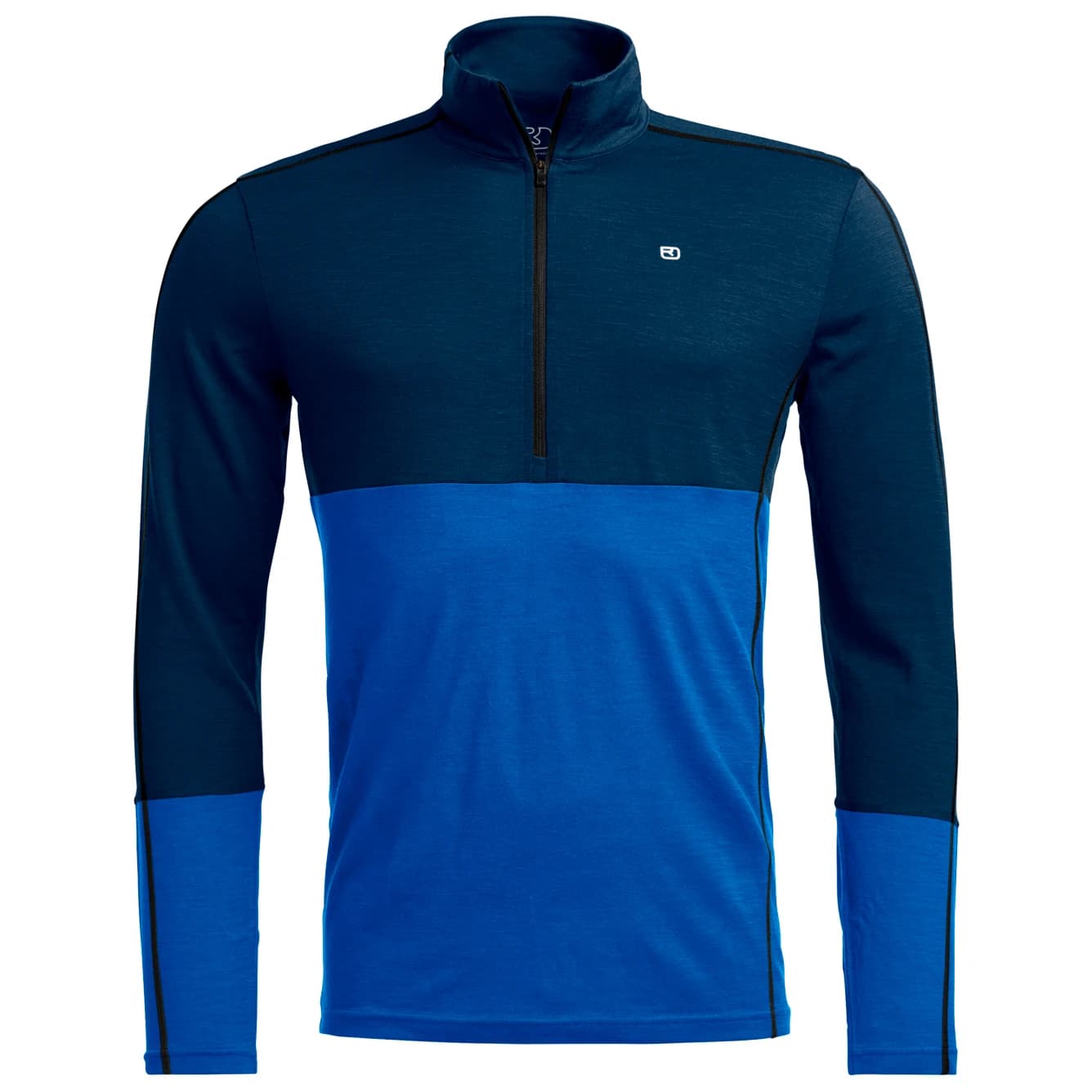Мъжко мериносово термобельо Ortovox 185 Rock'N'Wool Zip Neck Merino base layer - Deep Ocean