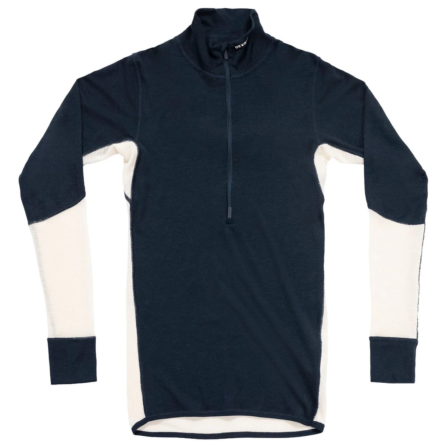 Мъжко мериносово термобельо Devold Wool Mesh 190 Zip Neck Merino shirt - Ink / Offwhite