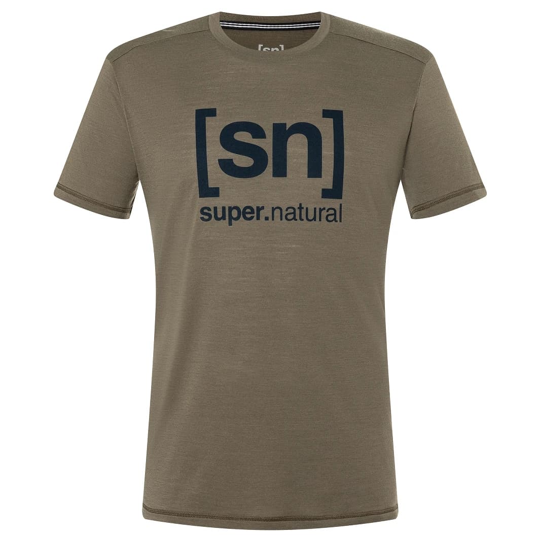 Мериносова блуза super.natural Logo Tee T-shirt - Stone Grey / Blueberry