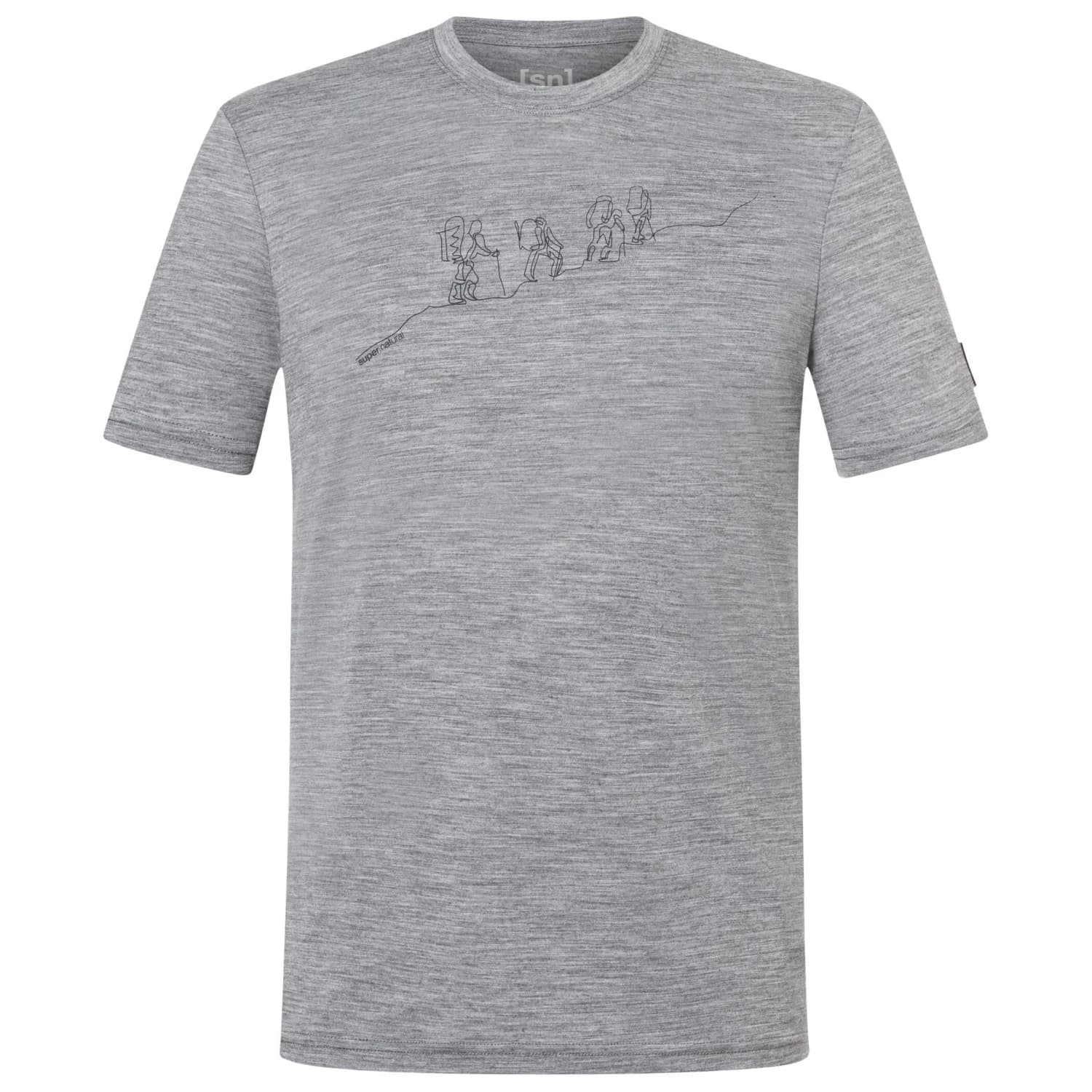 Мъжка мериносова блуза super.natural Hiking Tee Merino shirt - Cashmere Grey Melange / Cashmere Grey Melange