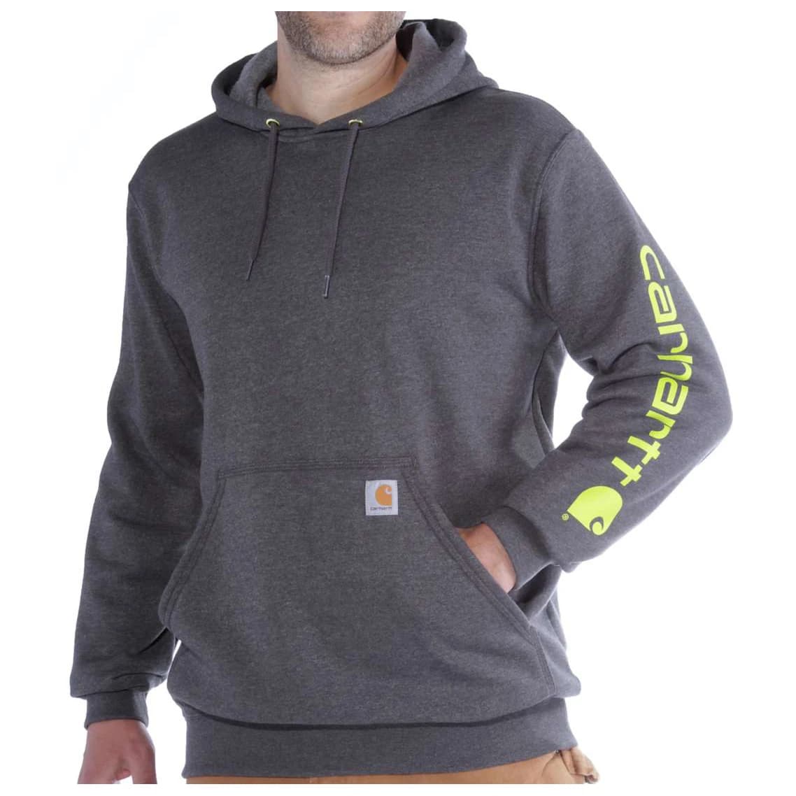 Суичър Carhartt Sleeve Logo Hooded Sweatshirt Hoodie - Carbon Heather