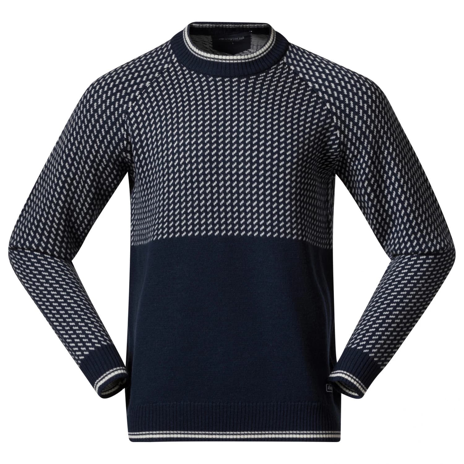 Мъжки норвежки пуловер Bergans Alvdal Wool Jumper Merino jumper - Navy Blue / Vanilla White