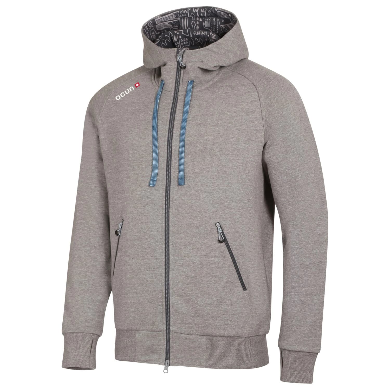 Мъжки суичър Ocun Hoodie Zipper Hoodie - Grey Paloma / Excalibur