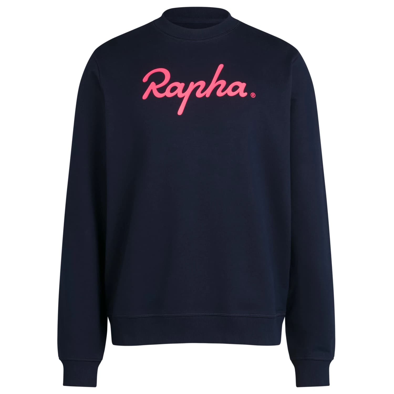 Мъжки пуловер Rapha Cotton Sweatshirt Jumper - Dark Navy / High-Vis Pink