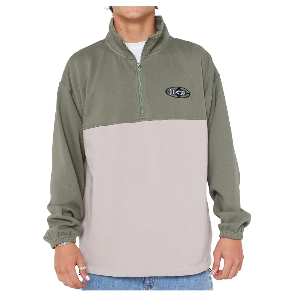 Мъжки пуловер Rip Curl Heritage Oval 1/4 Zip Crew Jumper - Cactus Green