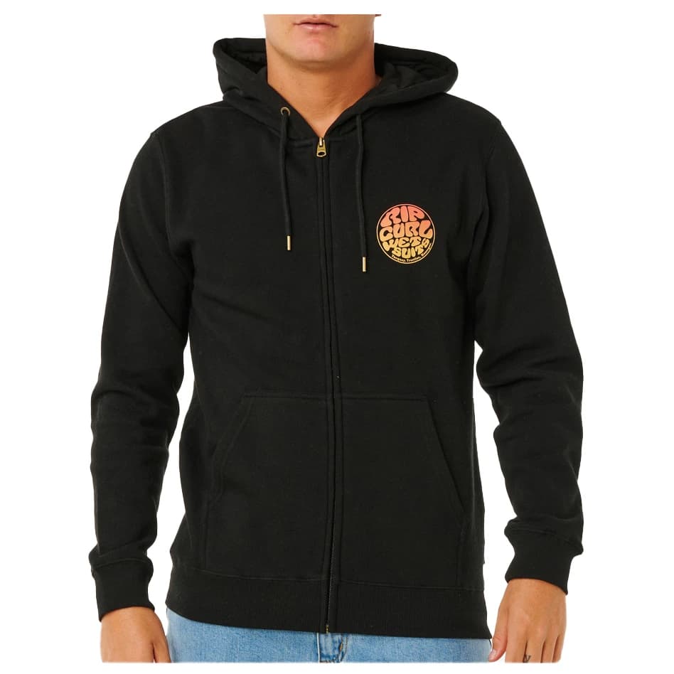 Мъжко яке за тренировка Rip Curl Wettie Passage Icon Zip Thru Hoodie - Black / Black