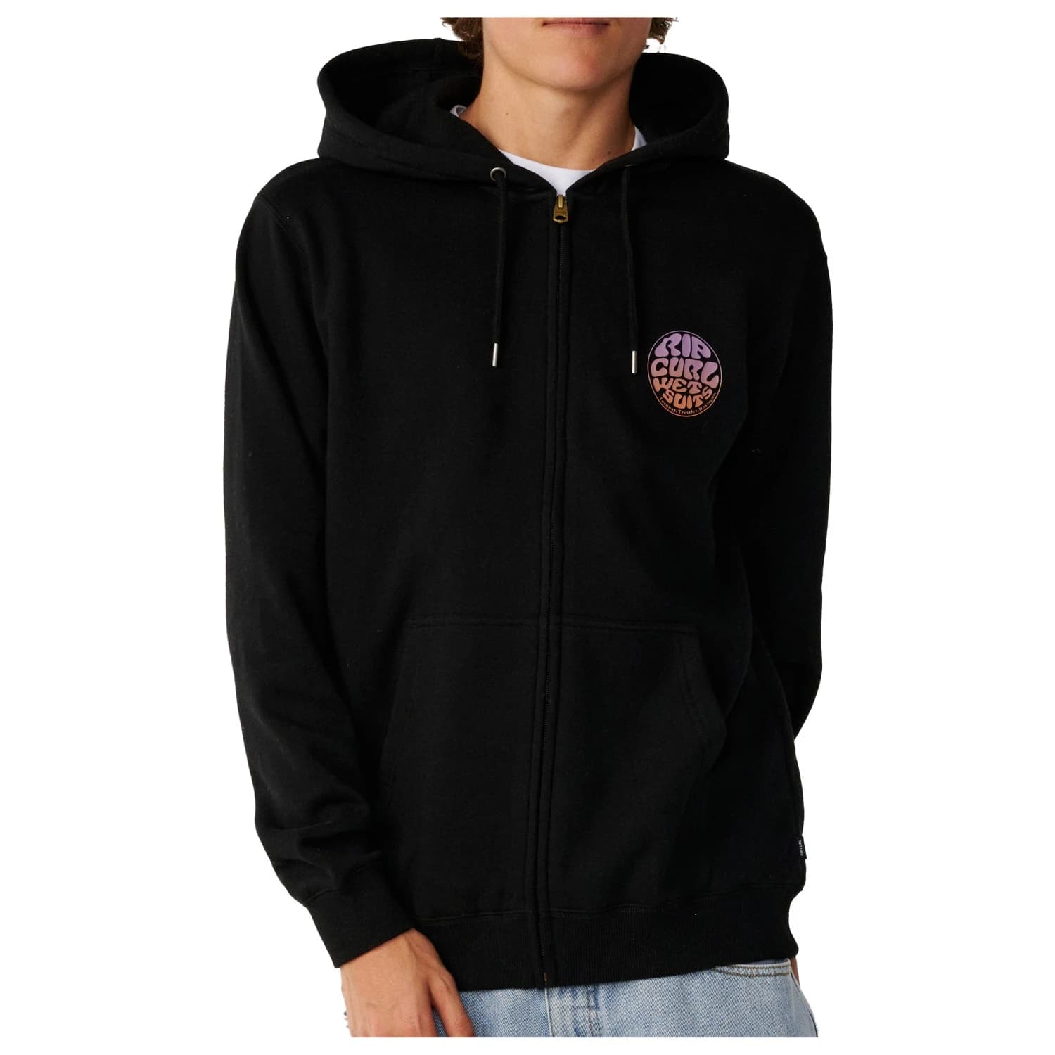 Мъжко яке за тренировка Rip Curl Wettie Passage Icon Zip Thru Hoodie - Black