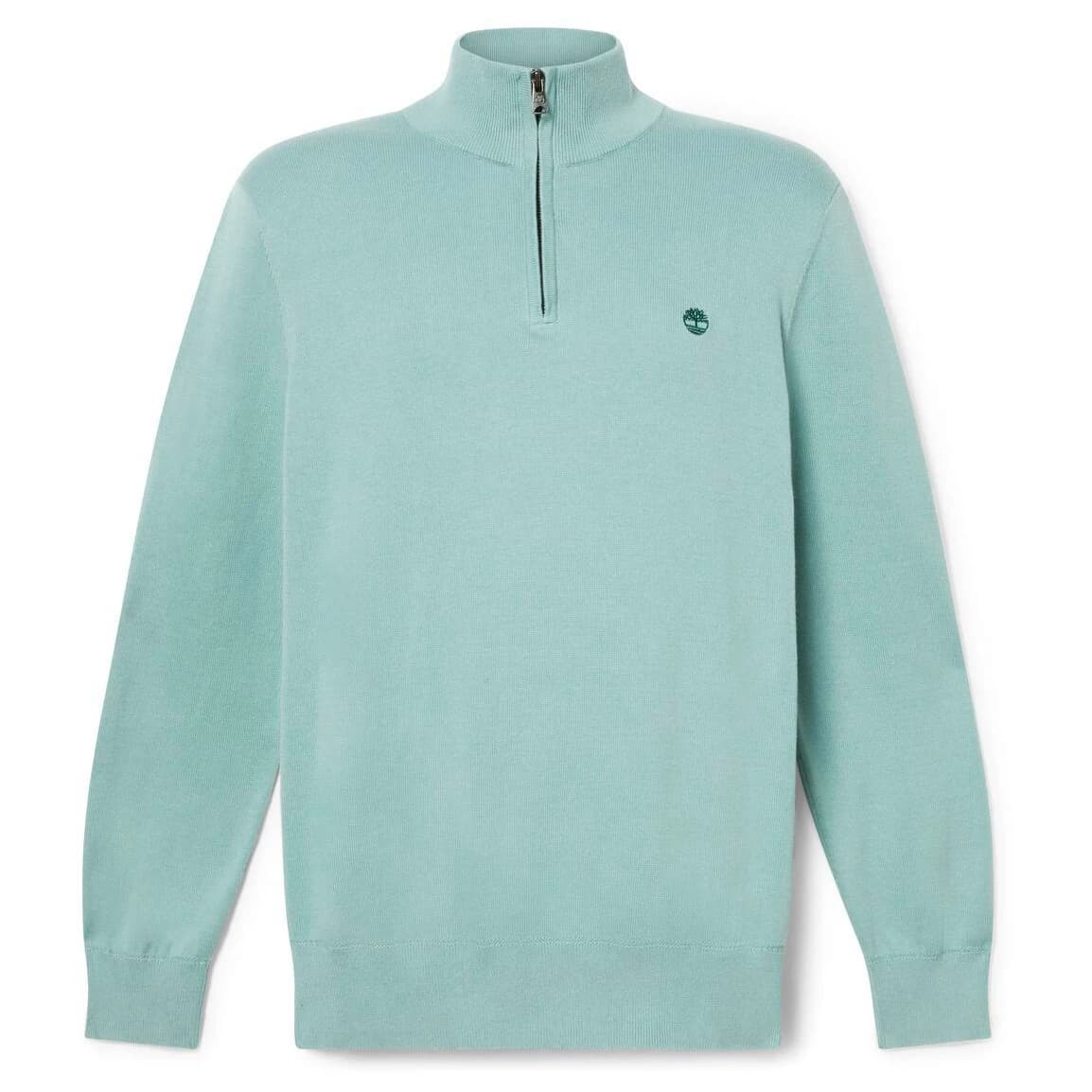 Мъжки пуловер Timberland Williams River Cotton YD 1/4 Zip Sweater Jumper - Silver Blue