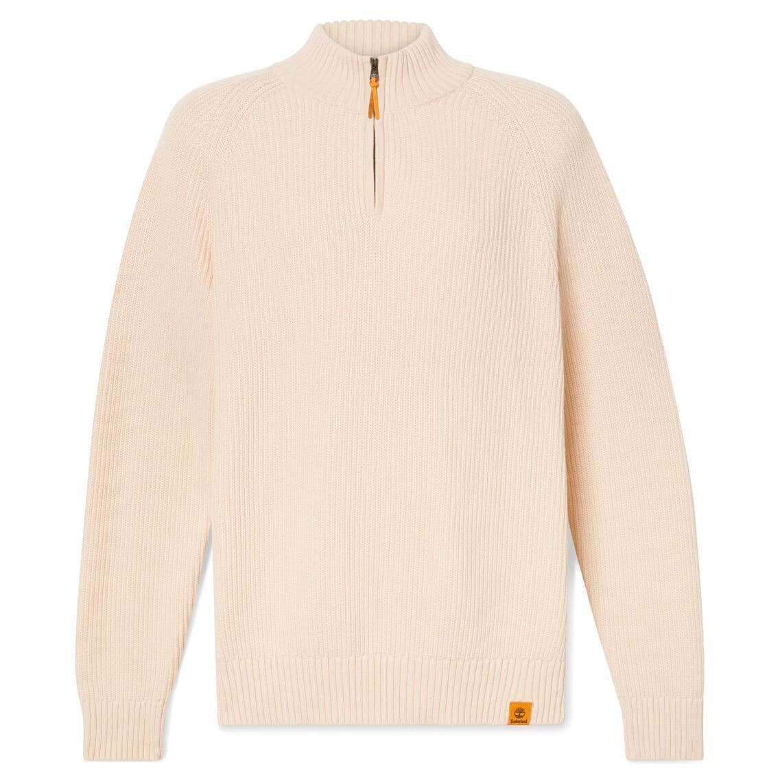 Мъжки пуловер Timberland Williams River Textured 1/4 Zip Sweater Jumper - Angora