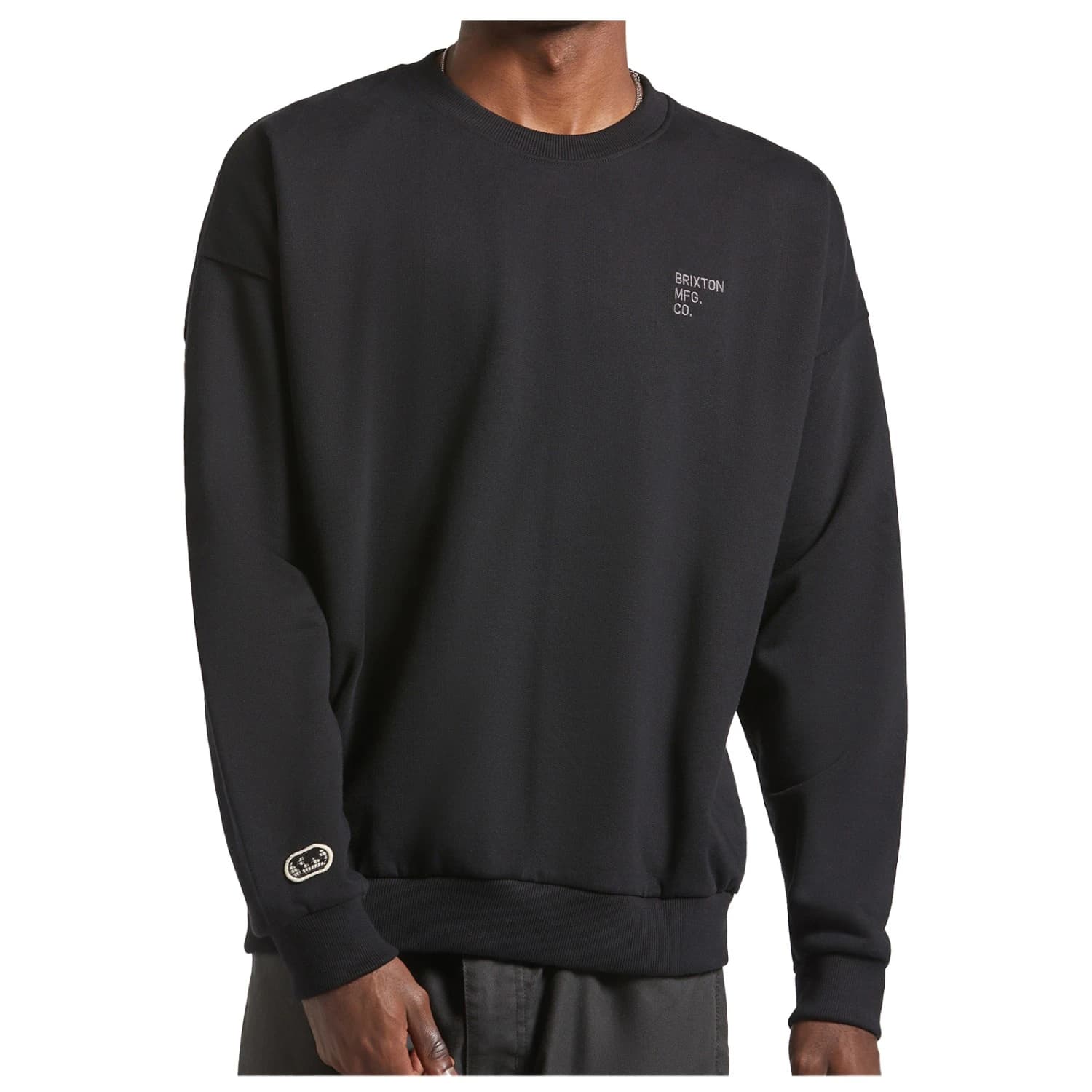 Мъжки пуловер Brixton Embroidered Heavy Weight Crew Jumper - Black