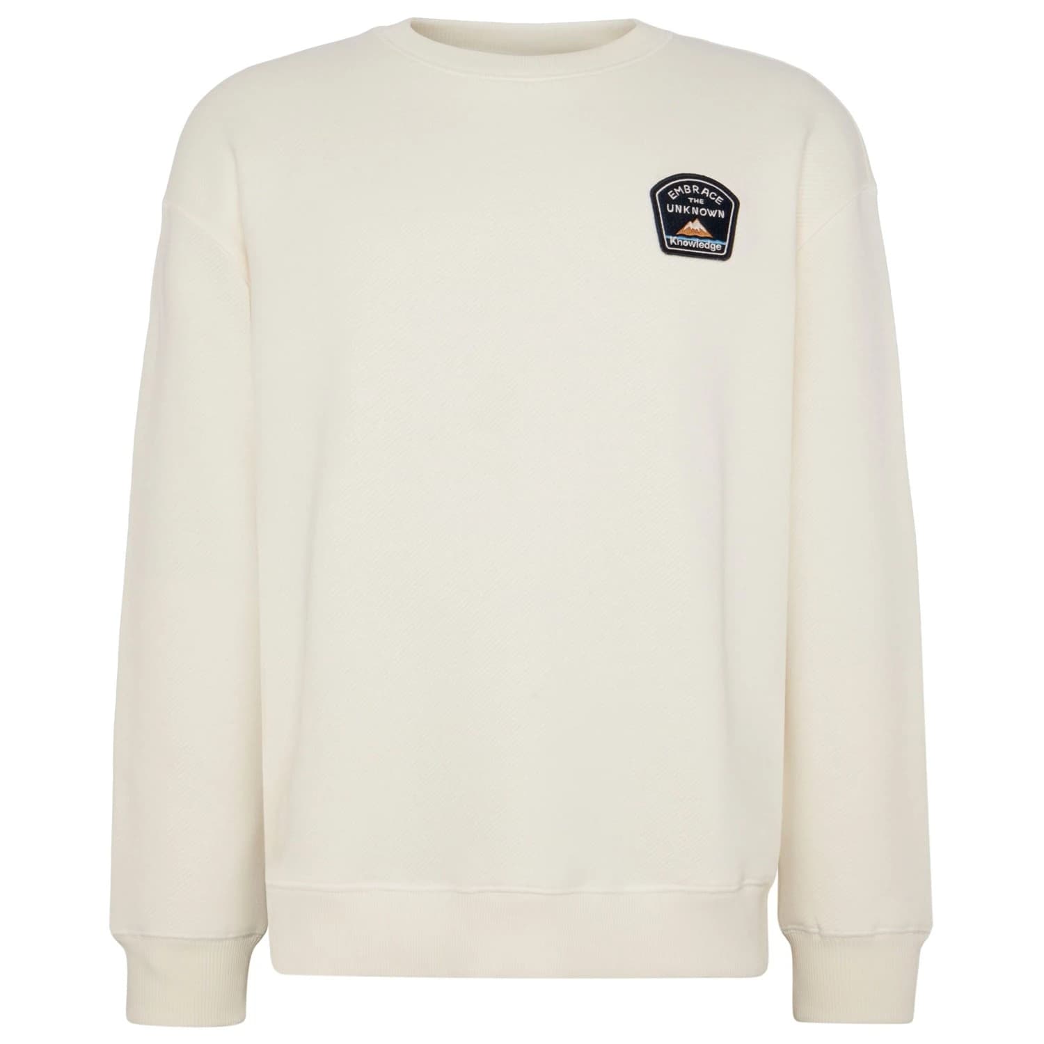 Мъжки пуловер KnowledgeCotton Apparel Loose Sweater With Badge At Chest Jumper - Egret