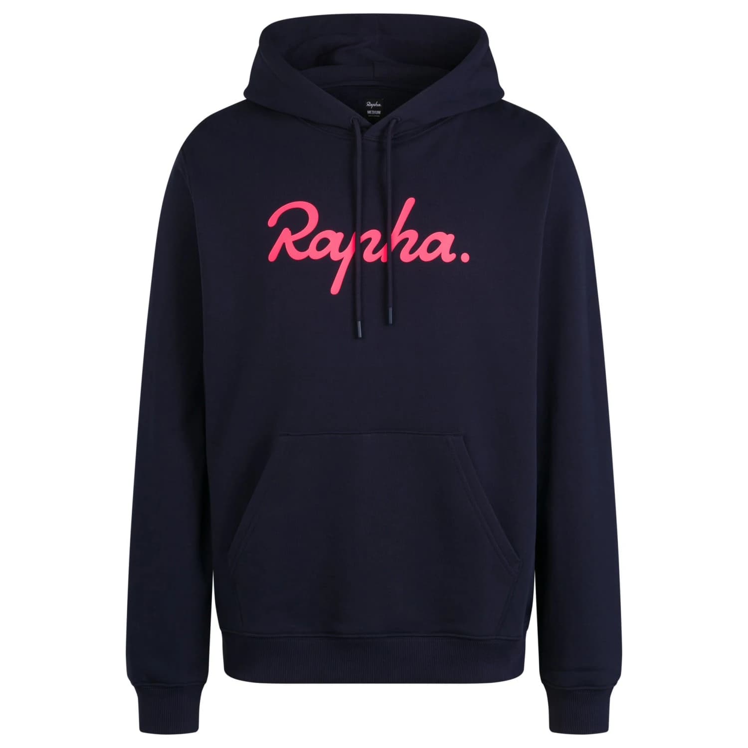 Суичър Rapha Heavyweight Cotton Hoodie Large Logo Hoodie - Dark Navy / High-Vis Pink