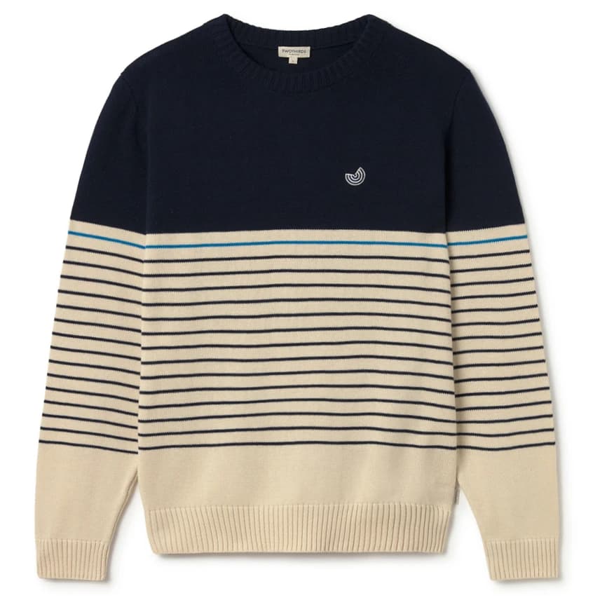 Мъжки пуловер Twothirds Ramla Jumper - Natural & Navy Stripes