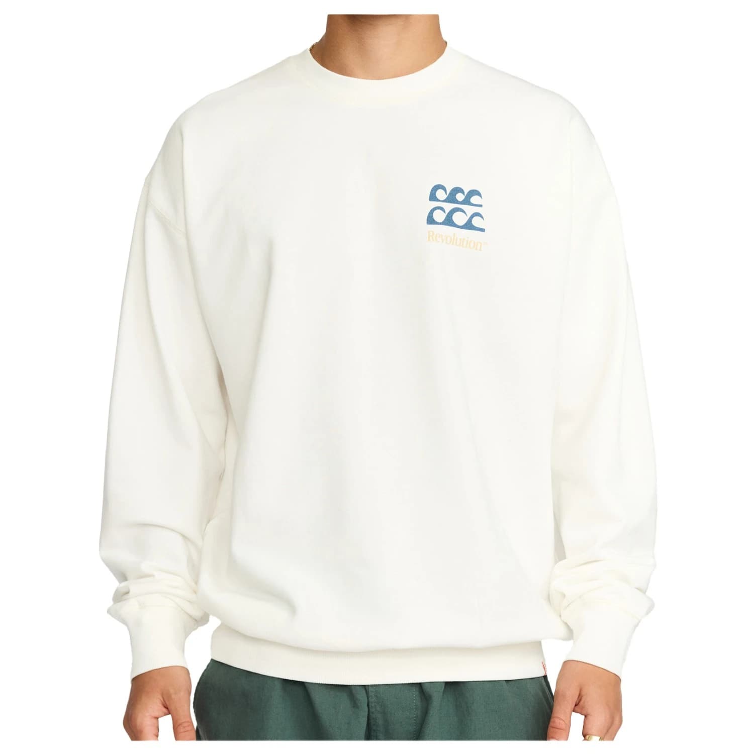 Мъжки пуловер Revolution Printed Crewneck Waves Jumper - Offwhite