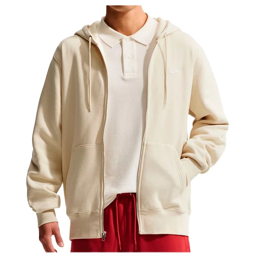 Мъжки суичър Nike Club BB Full Zip Hoodie - Light Khaki / Light Khaki / White
