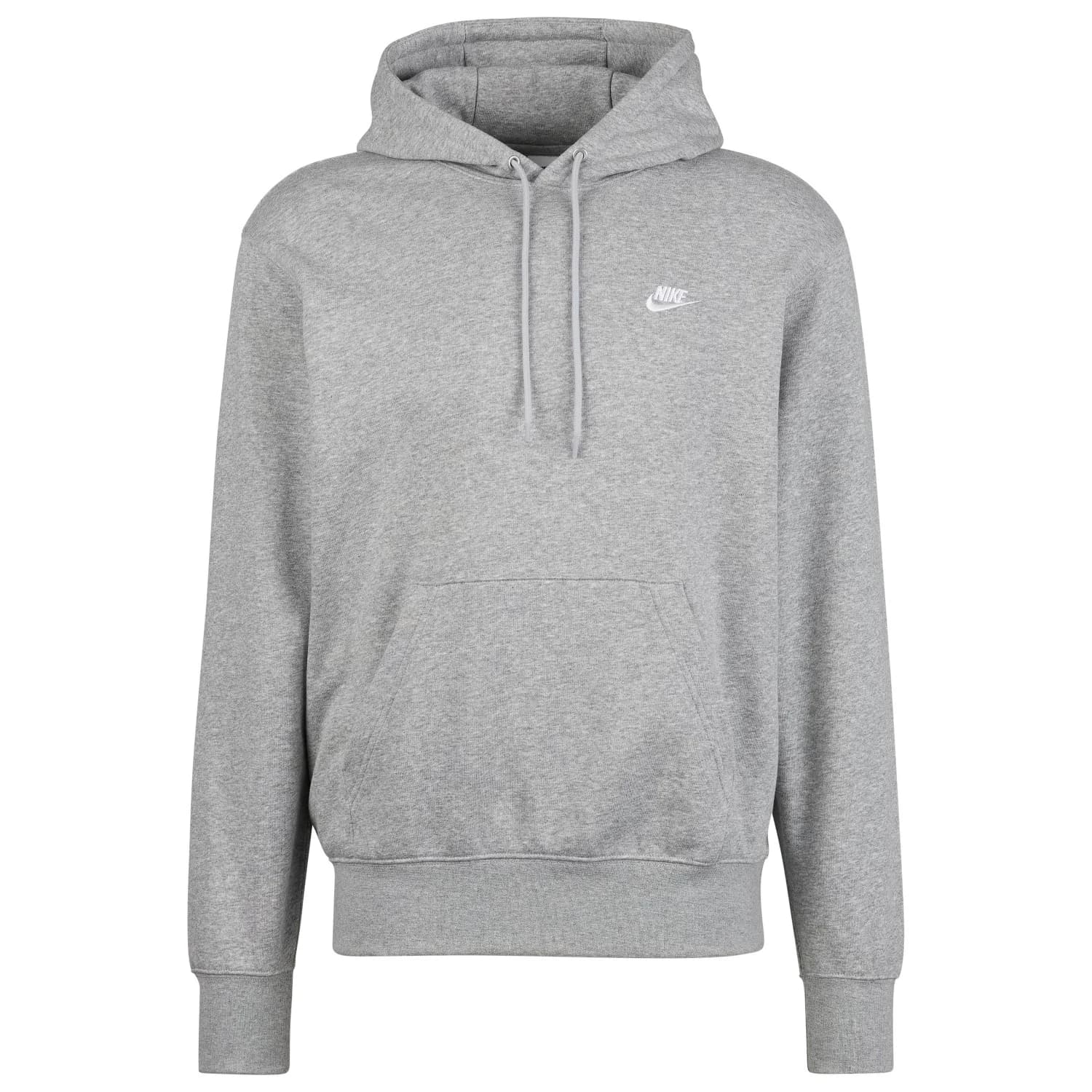 Суичър Nike Club French Terry Pullover Hoodie - Dark Grey Heather / Light Smoke Grey / White