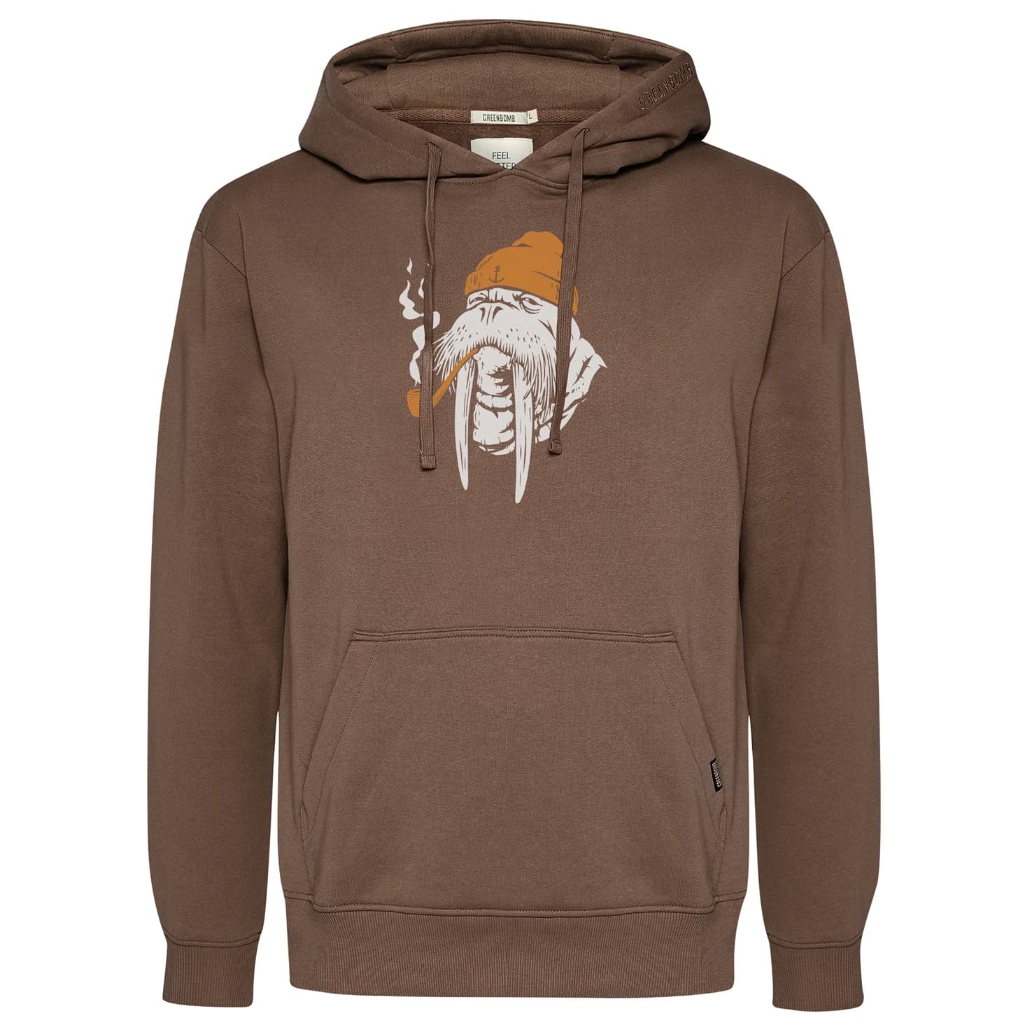 Мъжки суичър GreenBomb Smokey Walrus Joy Hoodie - Earth Wood
