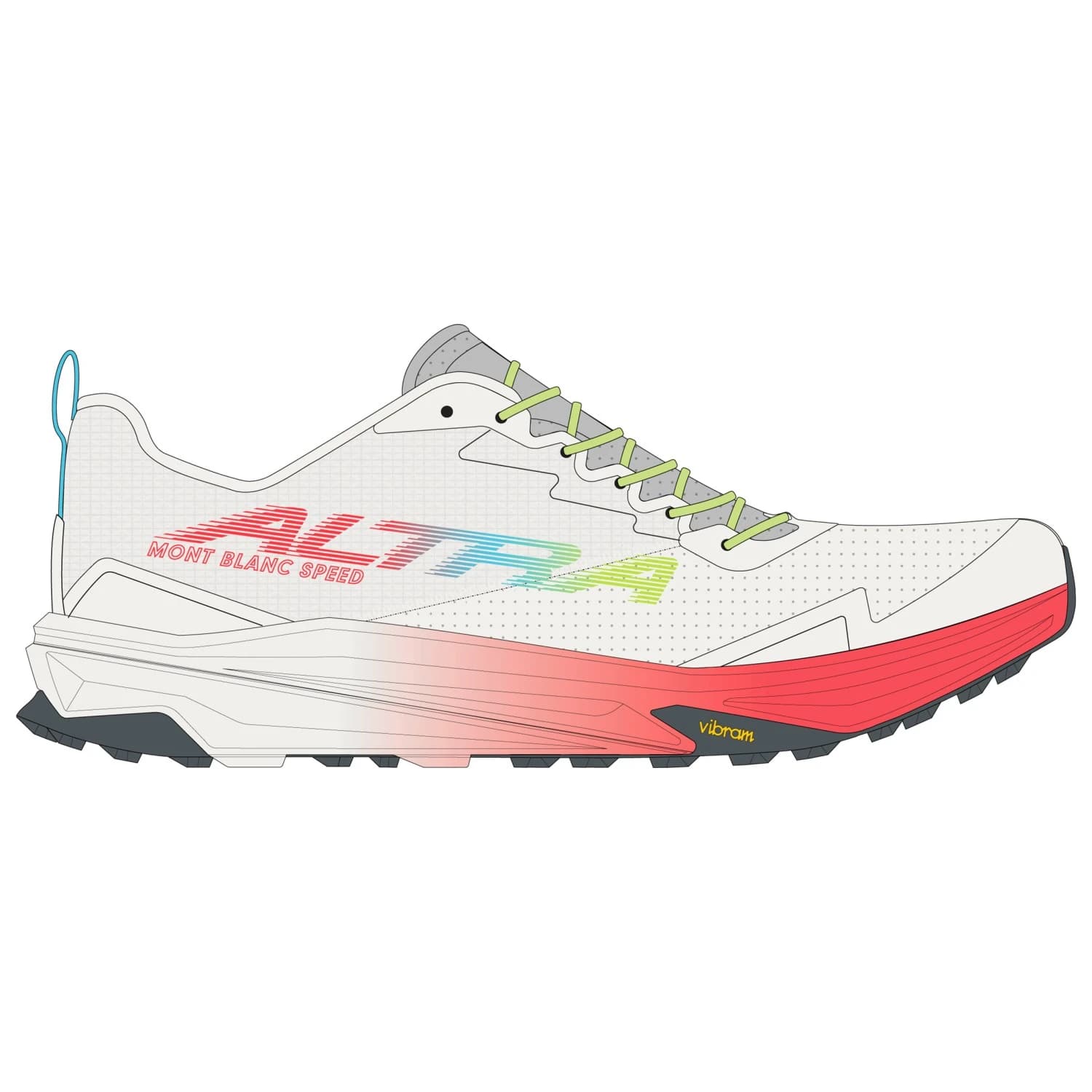 Мъжки маратонки Altra Mont Blanc Speed Trail running shoes - White / Fry Coral / Vaporous Blue