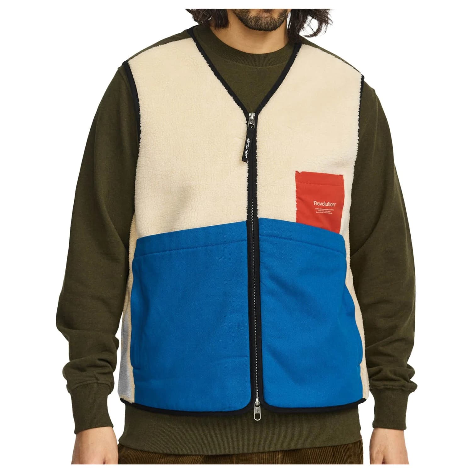 Поларен елек Revolution Blocked Teddy Vest Fleece vest - Offwhite
