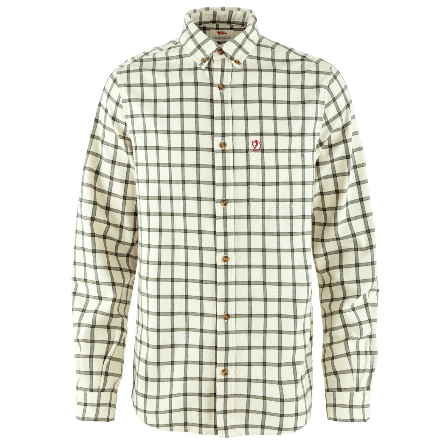 Мъжка риза с копчета Fjällräven Övik Flannel Shirt - Chalk White / Laurel Green