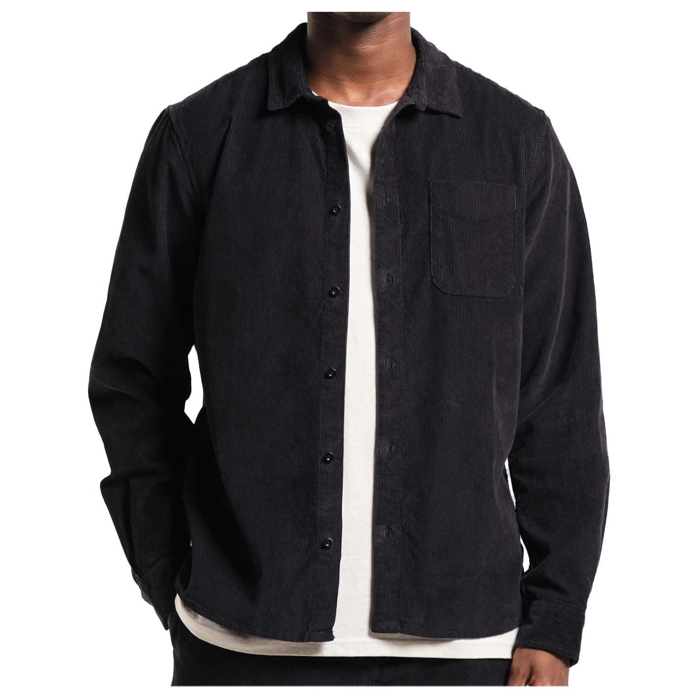 Риза с копчета DEDICATED Shirt Varberg Corduroy Shirt - Black II