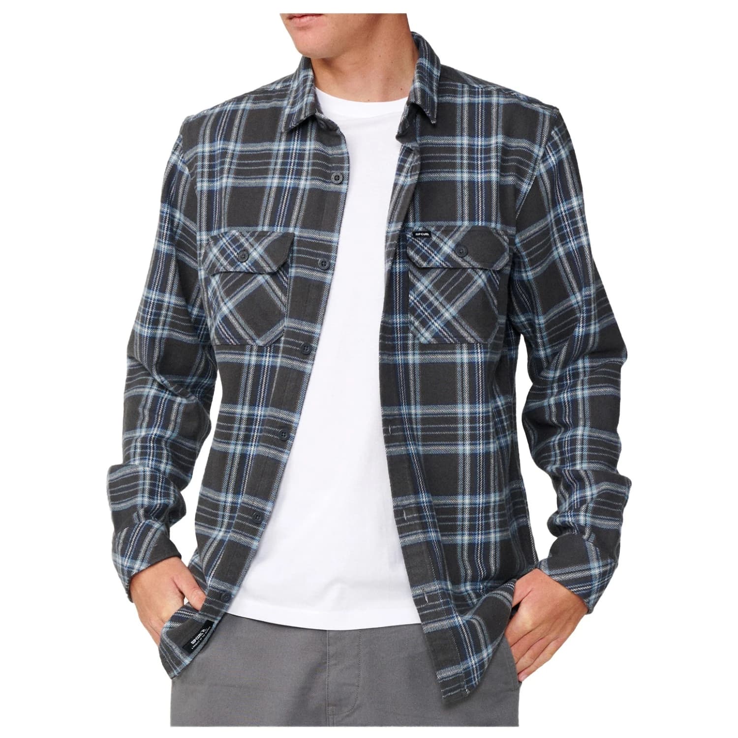 Мъжка риза с копчета Rip Curl Griffin Flannel Shirt - Washed Black