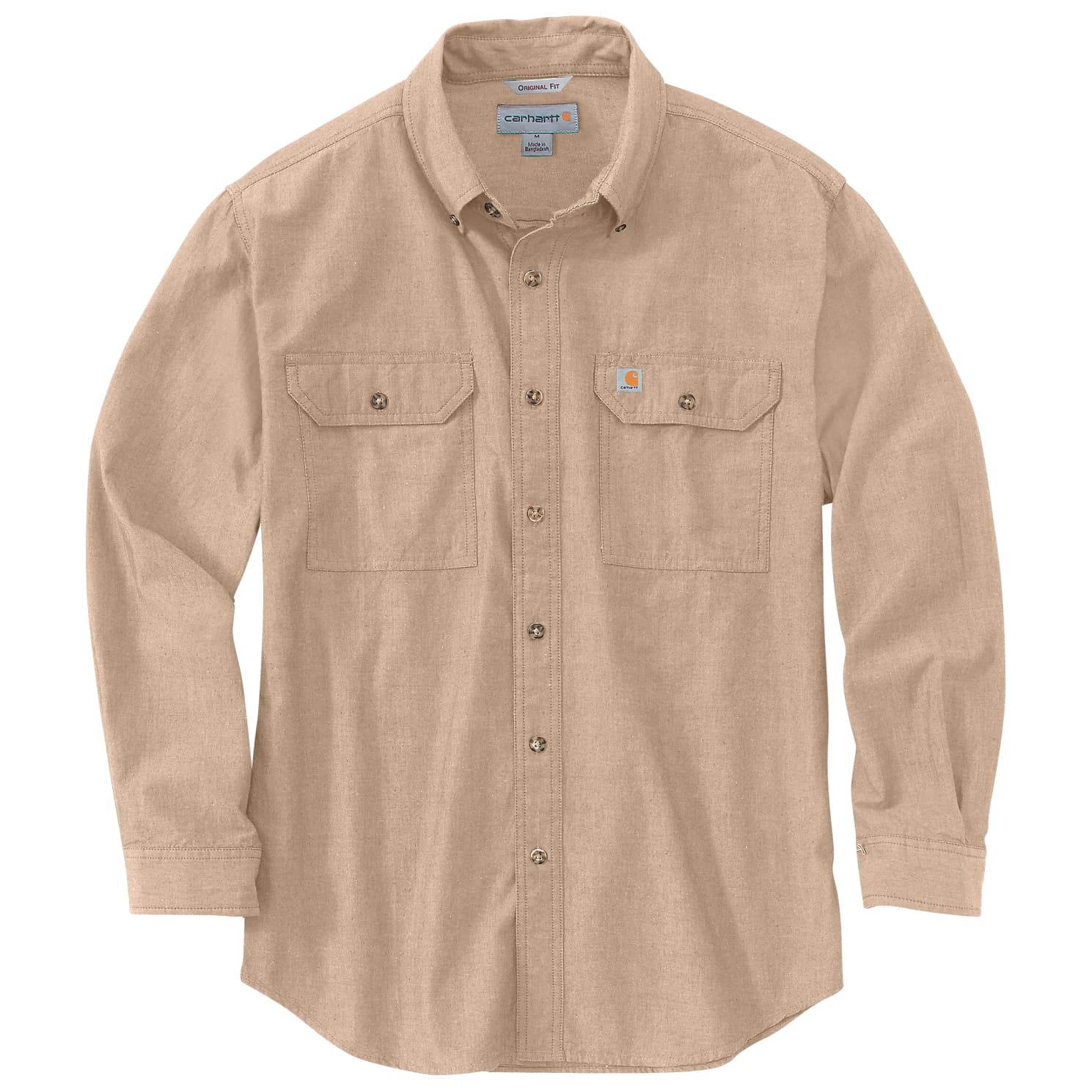 Мъжка риза с копчета Carhartt Loose Chambray L/S Shirt - Dark Tan Chambray