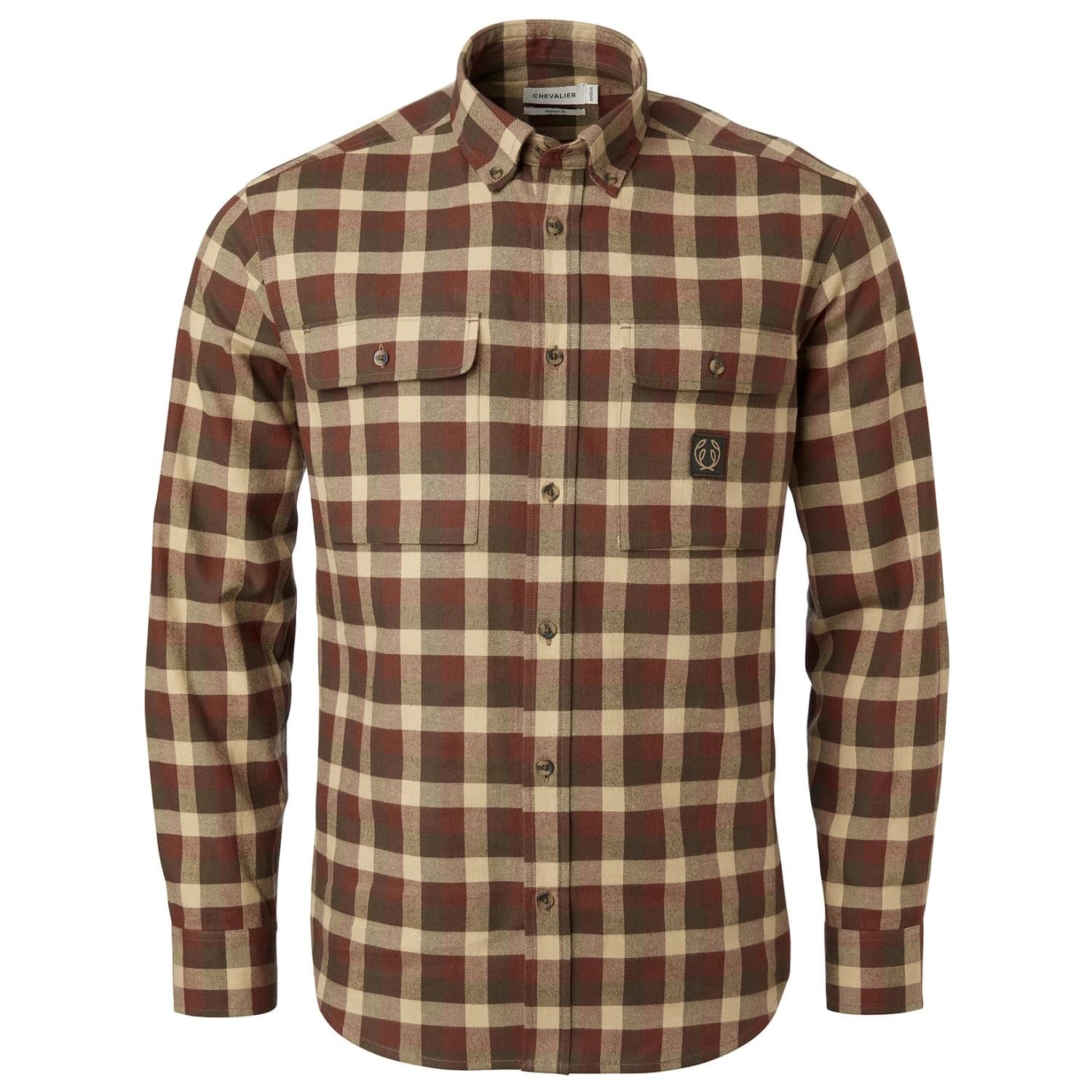 Мъжка риза с копчета Chevalier Heron Flannel Shirt - Holly Green Checked