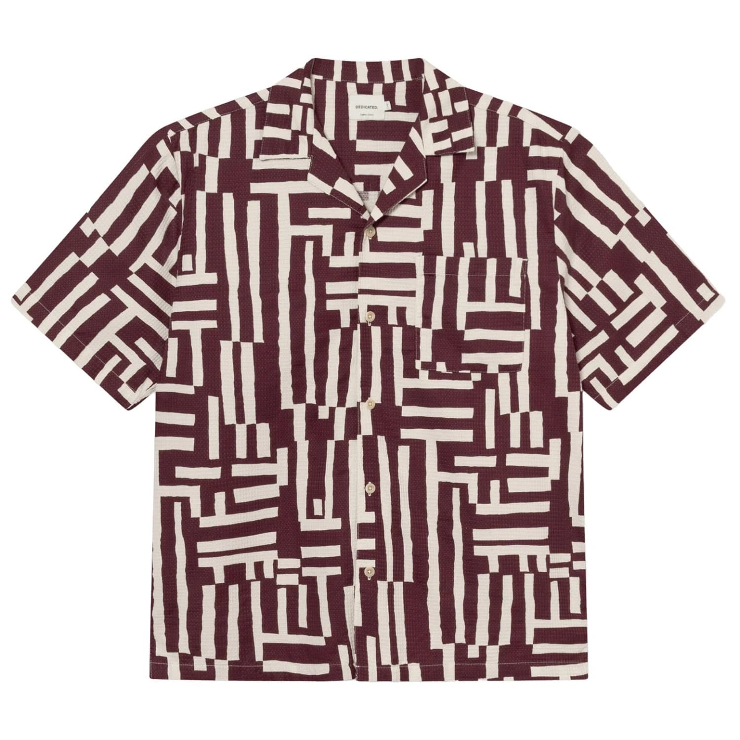 Мъжка риза с копчета DEDICATED Shirt Marstrand Shirt - Lines & Sticks Fig Red