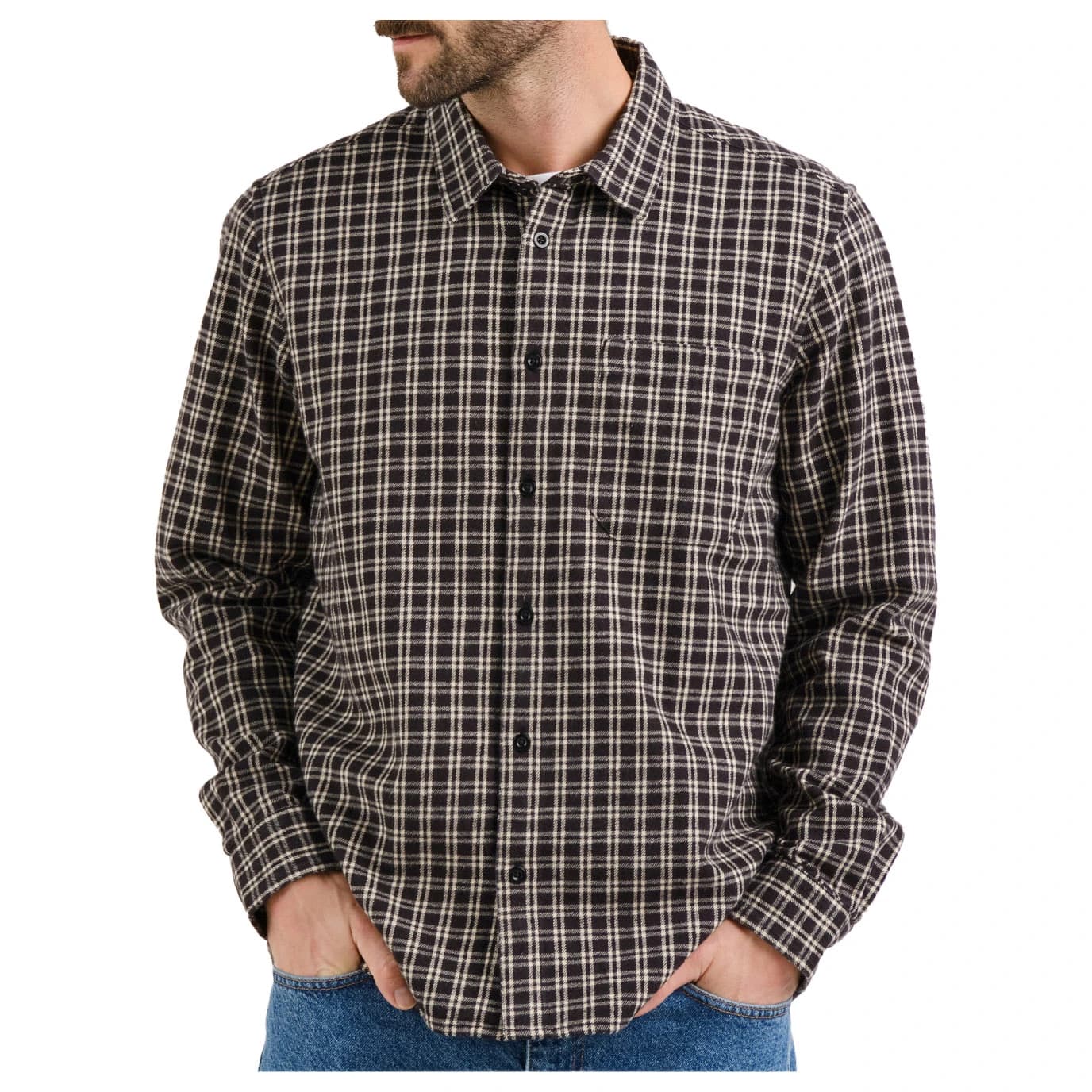 Мъжка риза с копчета Dedicated Shirt Rute Flannel Check Shirt - Black