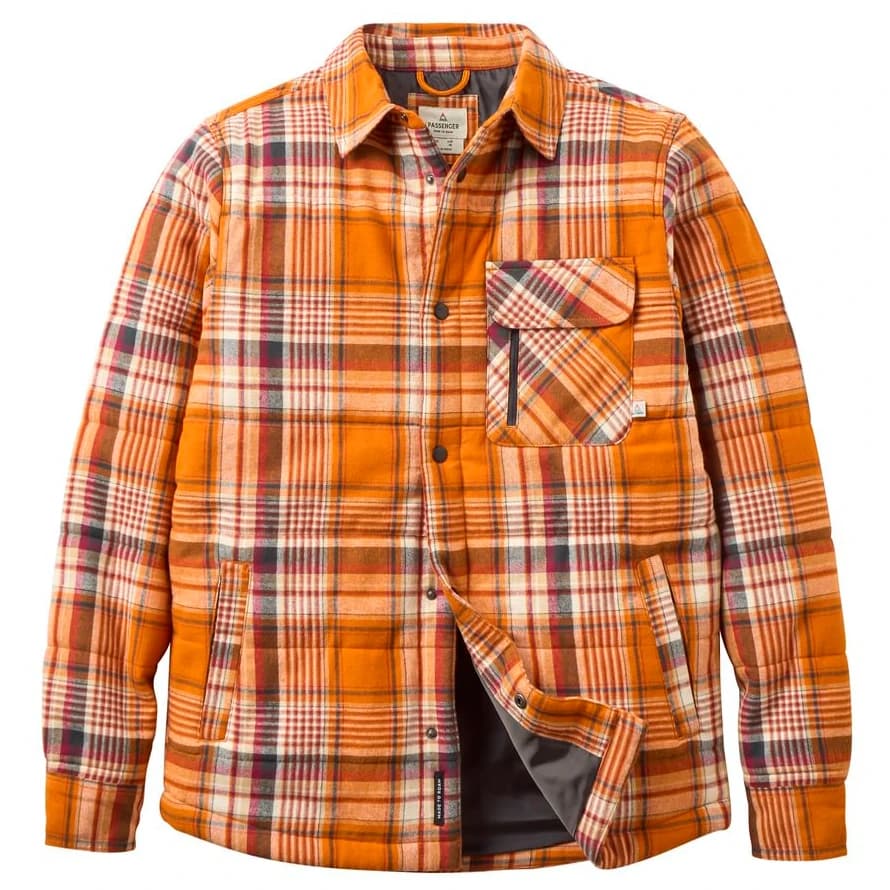 Мъжка риза с копчета Passenger Taranaki Quilted Overshirt Casual jacket - Retro Orange Check