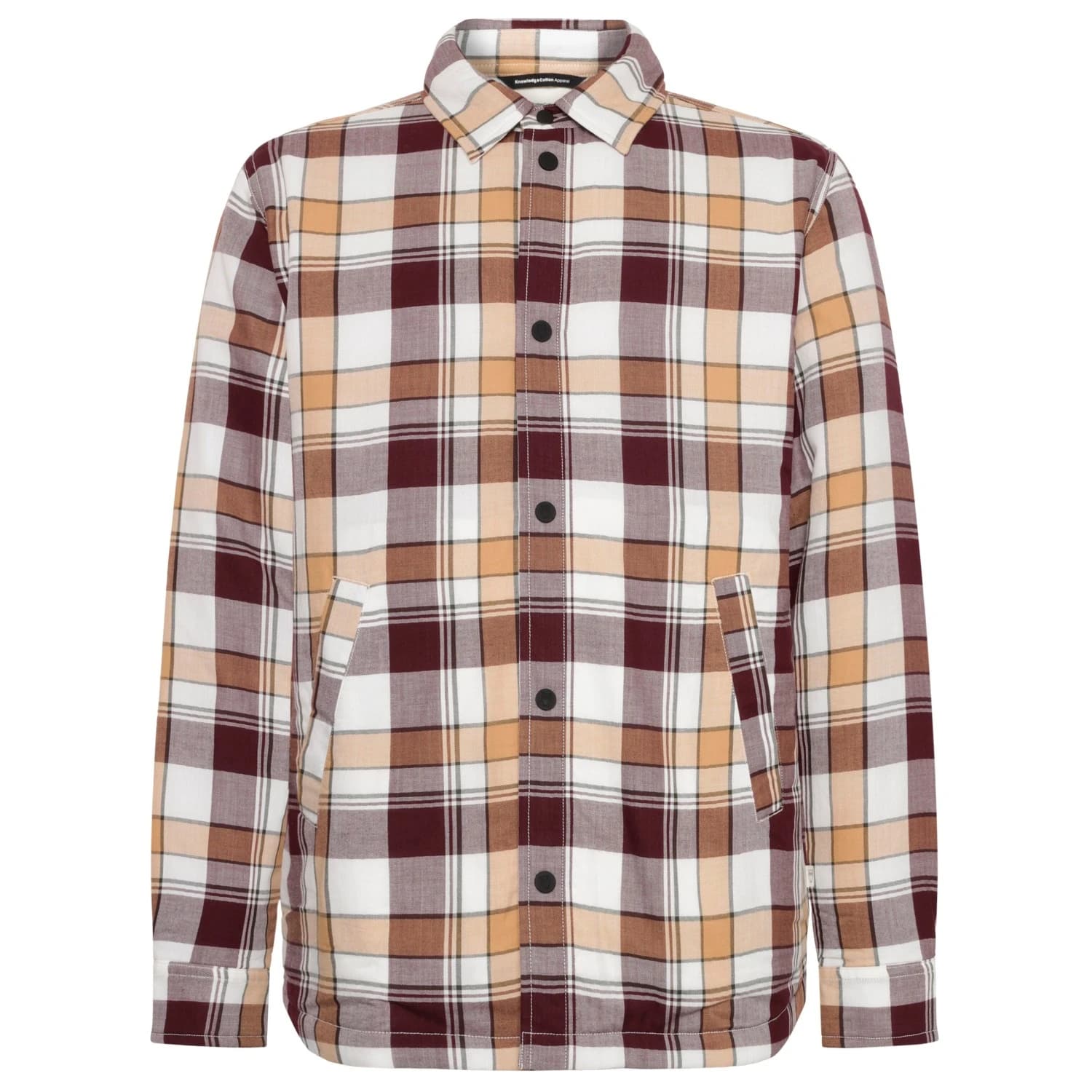 Мъжка риза с копчета KnowledgeCotton Apparel Checked Loose Fit Padded Overshirt Shirt - Red Check
