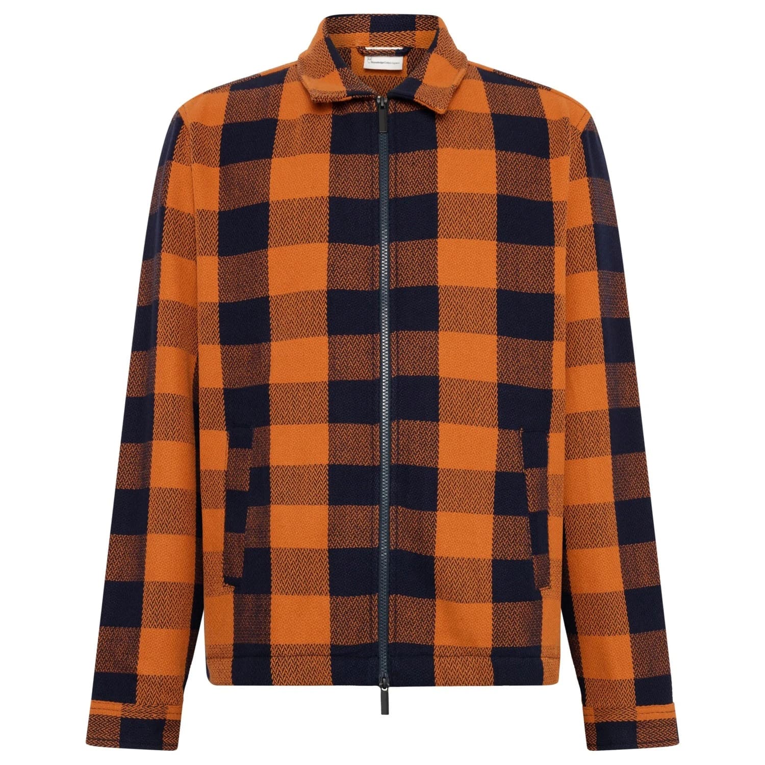 Мъжка риза с копчета KnowledgeCotton Apparel Checkered Heavy Flannel Overshirt Shirt - Navy Check