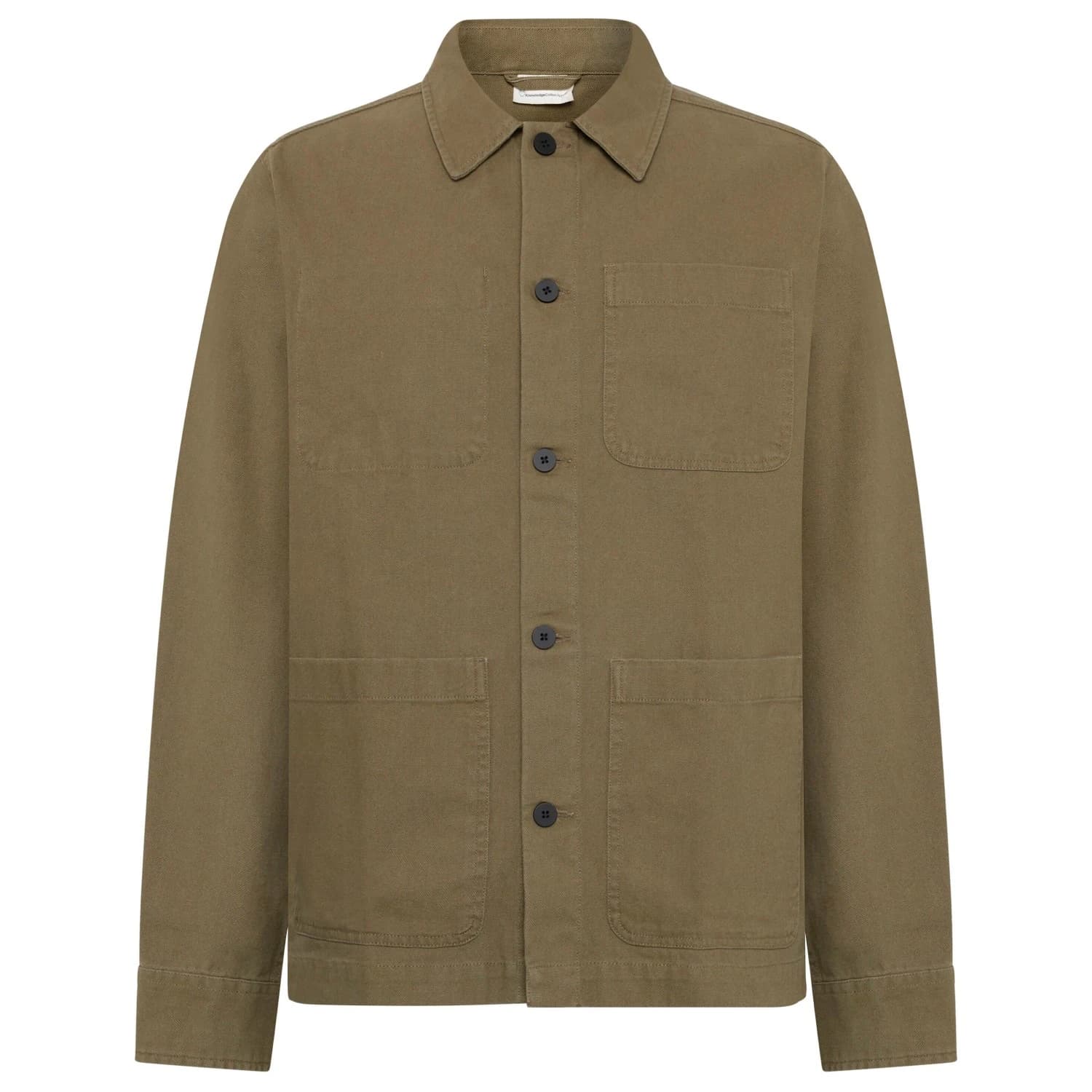 Мъжка риза с копчета KnowledgeCotton Apparel Heavy Canvas Overshirt Shirt - Burned Olive