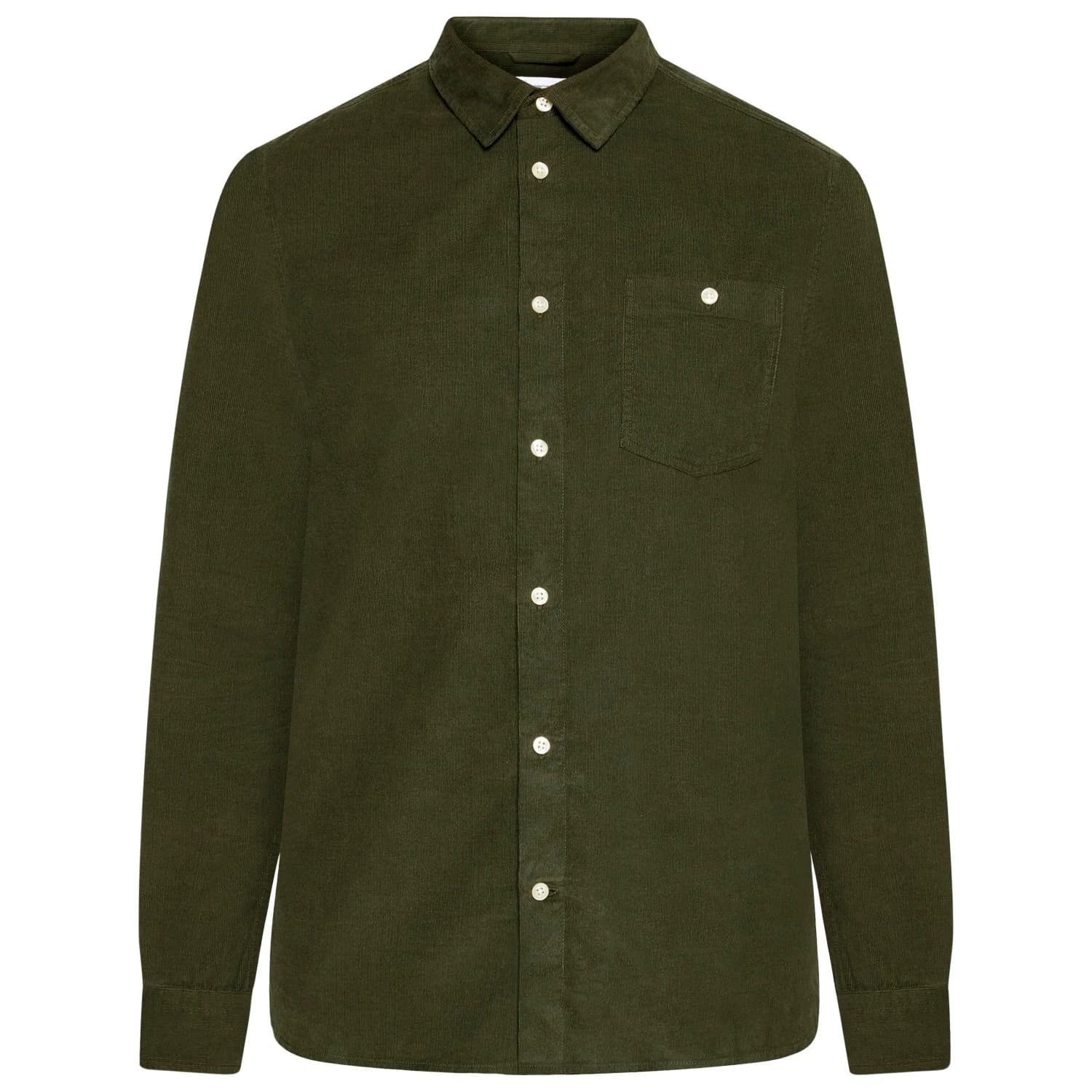 Мъжка риза с копчета Knowledgecotton apparel Regular 26-Wales Corduroy Shirt - Forrest Night