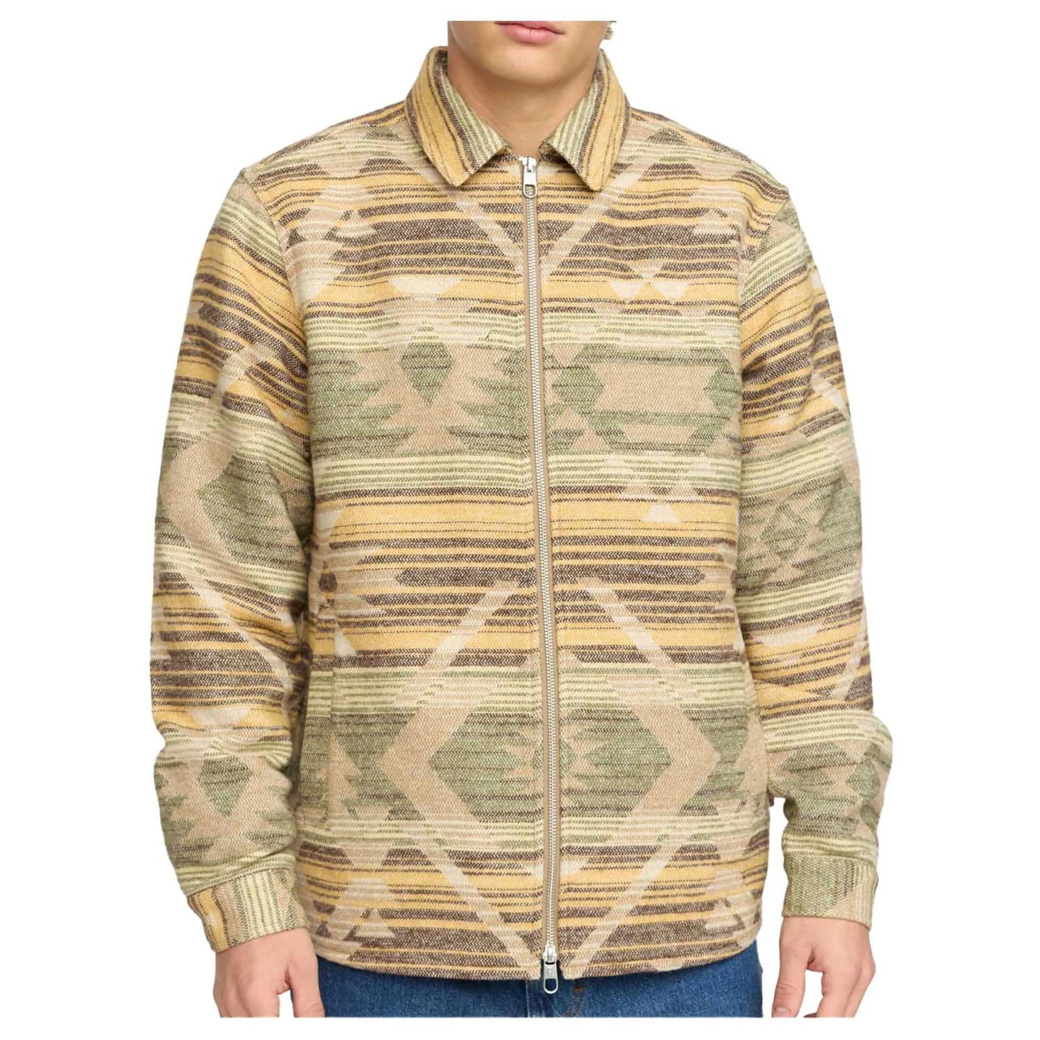 Мъжка риза с копчета Revolution Zipped Overshirt Aztec Shirt - Yellow