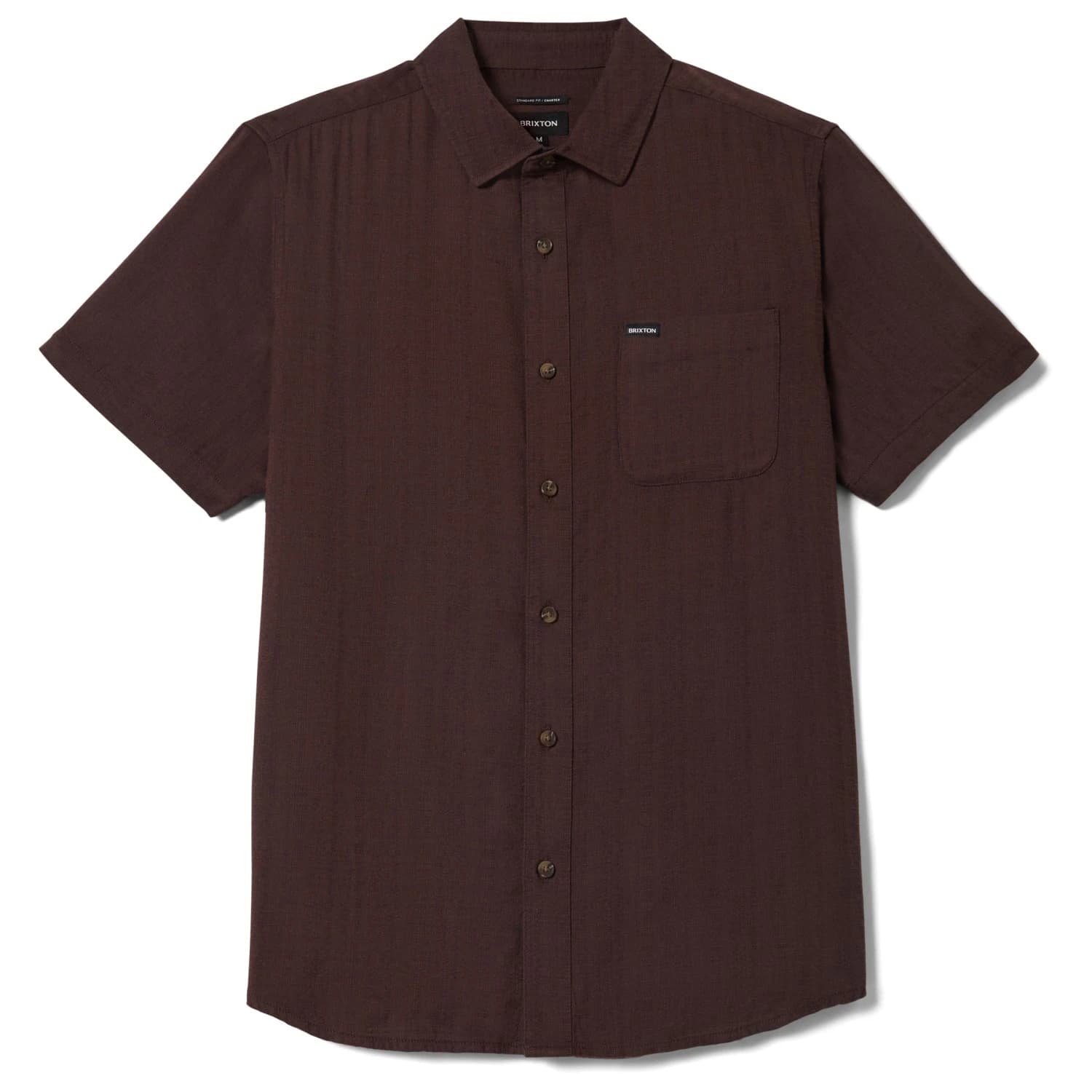 Мъжка риза с копчета Brixton Charter Slub S/S Woven Shirt - Chocolate