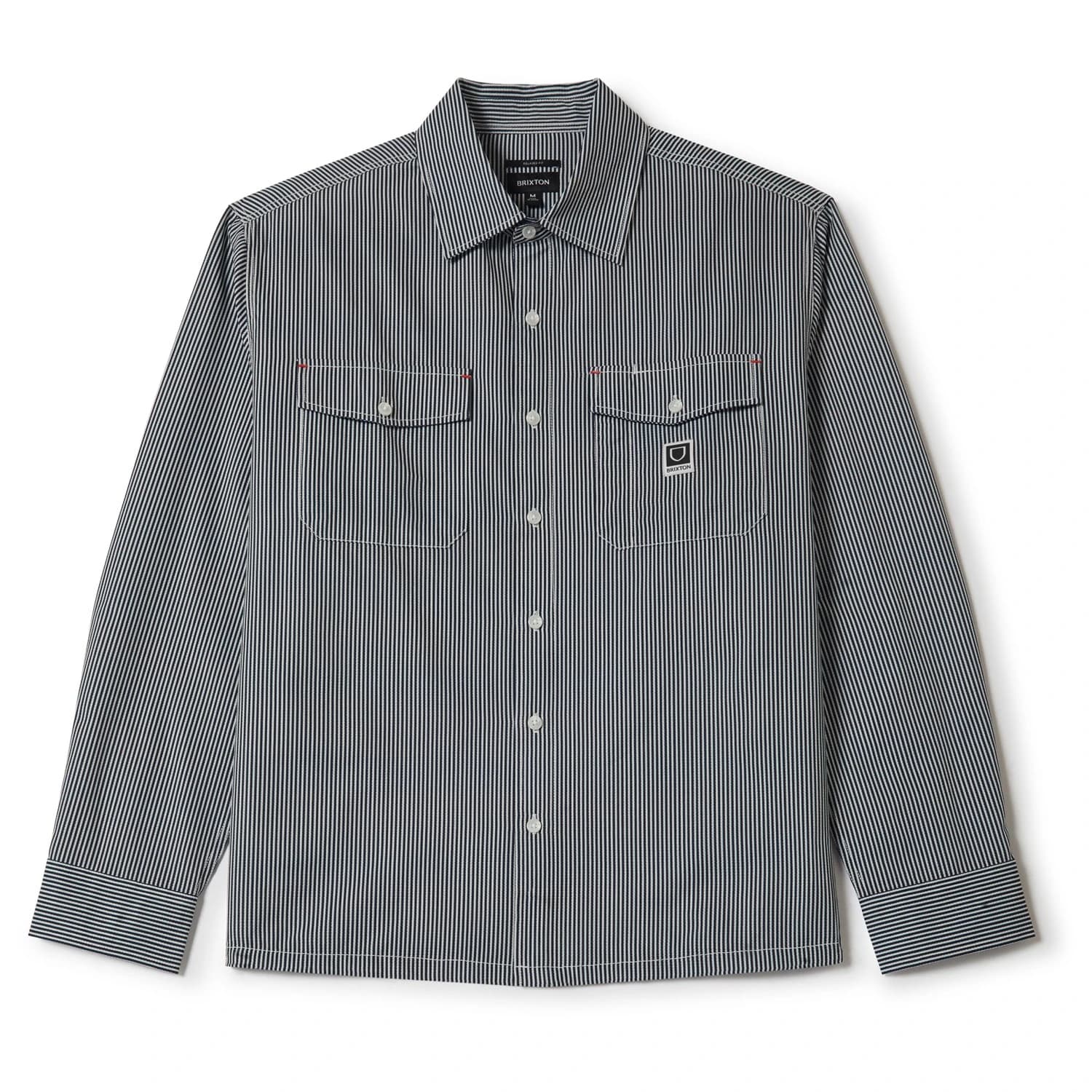 Мъжка риза с копчета Brixton Journey Lightweight L/S Woven Shirt - Navy / White Stripe