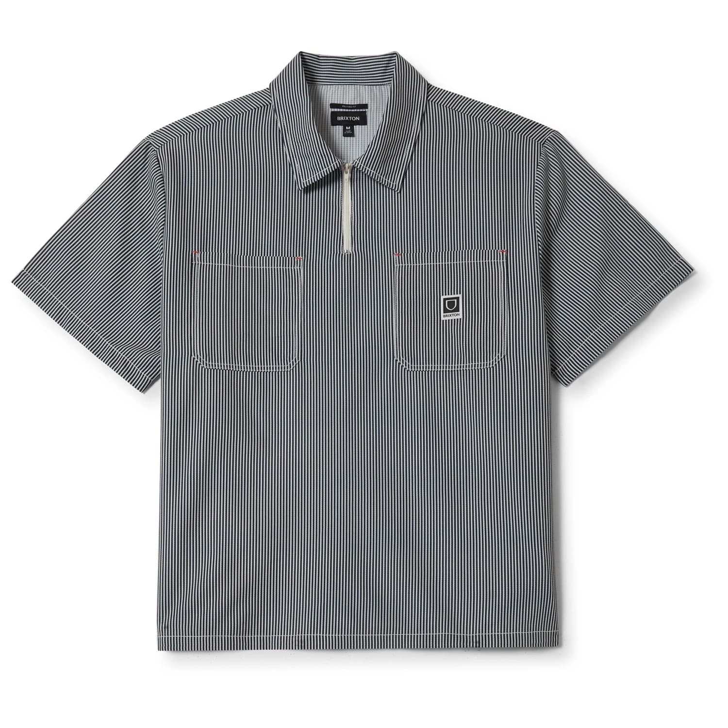 Мъжка риза с копчета Brixton Journey Lightweight S/S Woven Shirt - Navy / White Stripe
